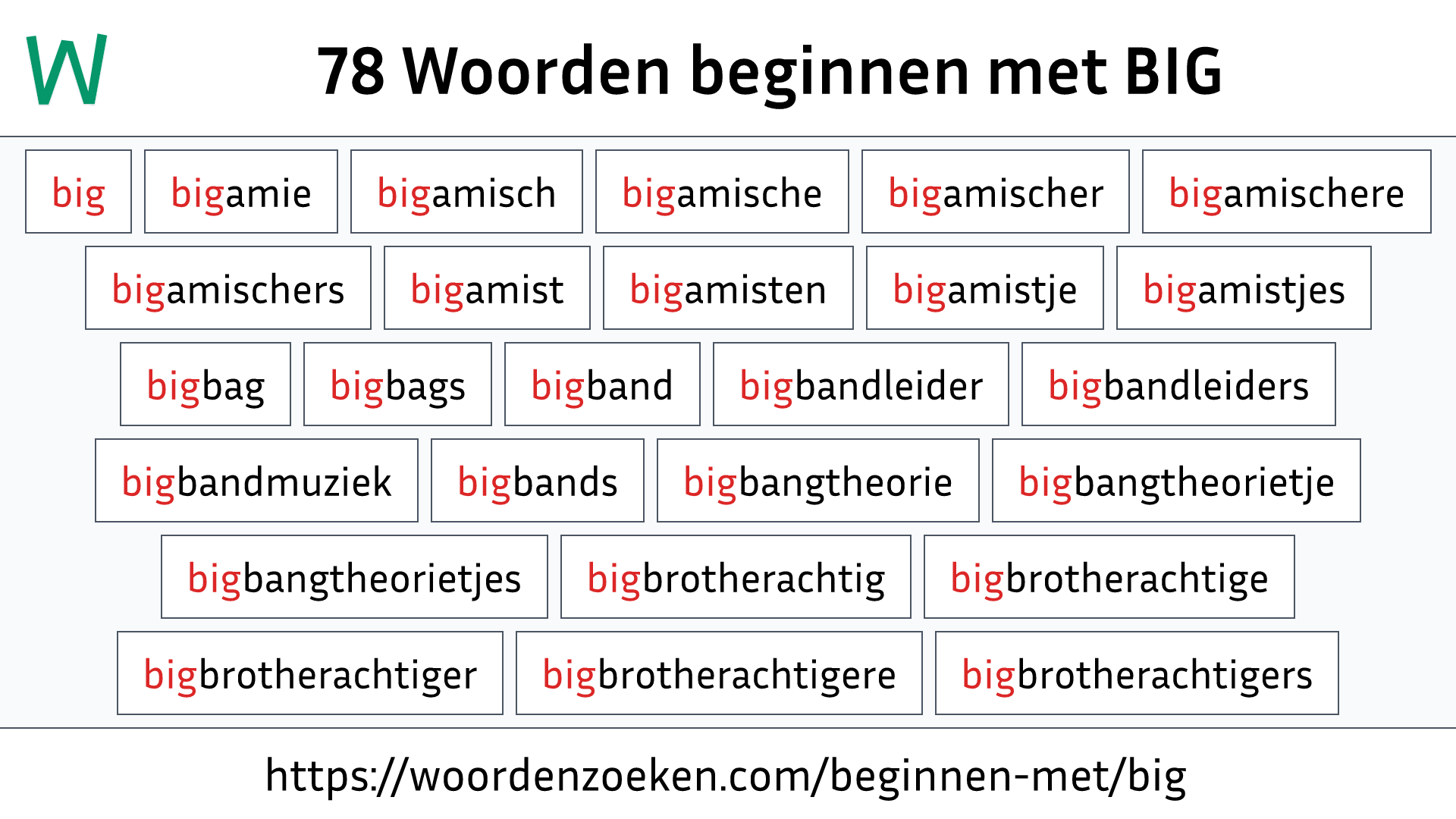 Woorden beginnen met BIG