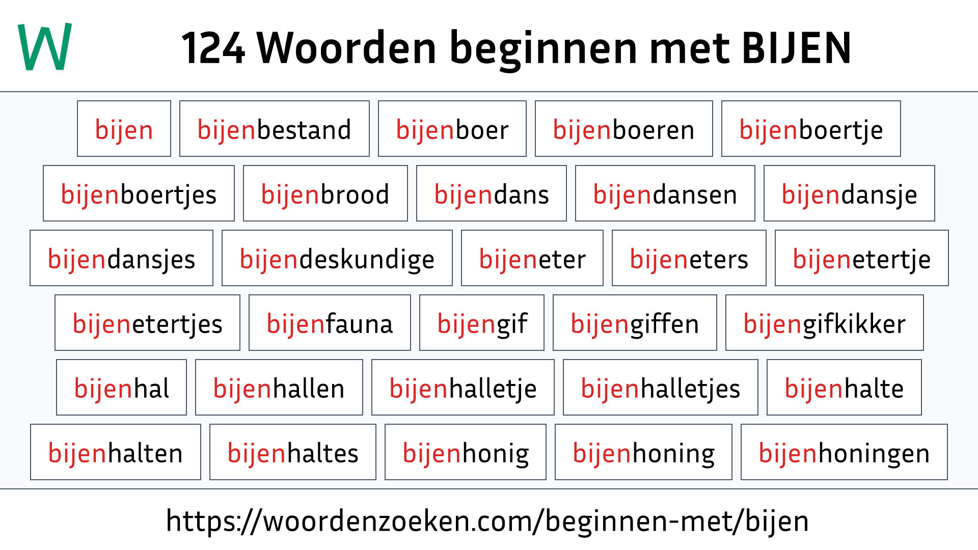 Woorden beginnen met BIJEN