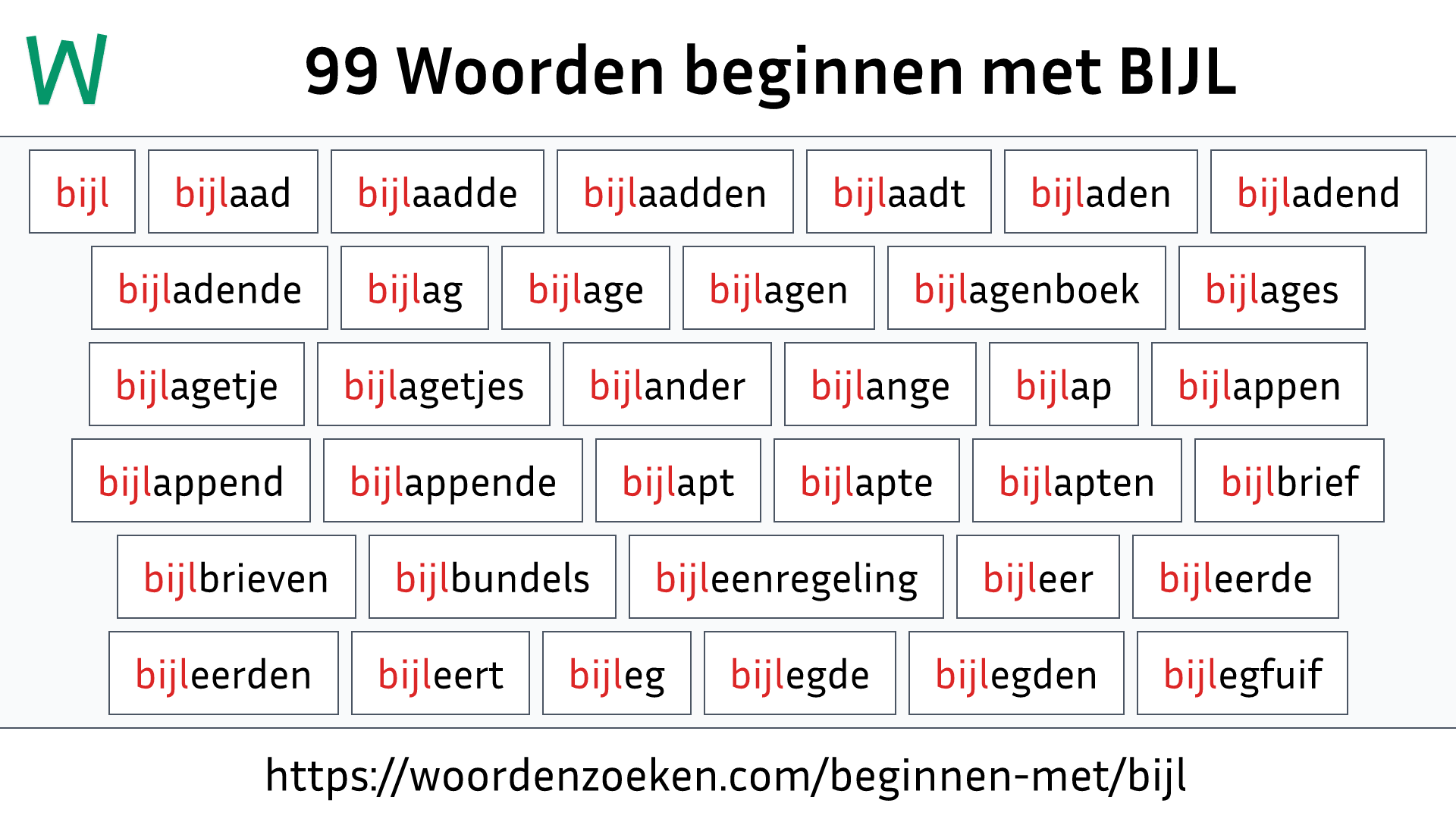 Woorden beginnen met BIJL