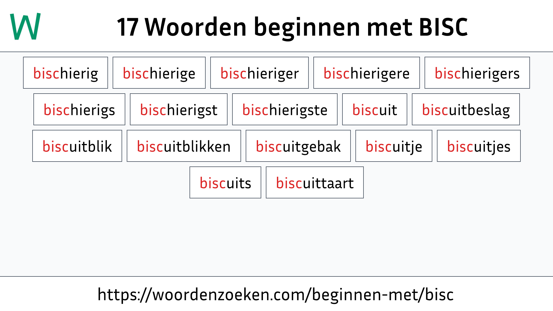 Woorden beginnen met BISC