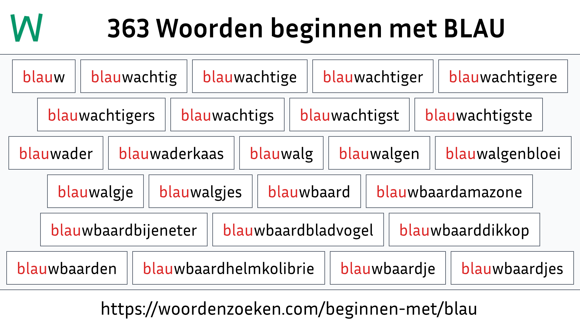 Woorden beginnen met BLAU