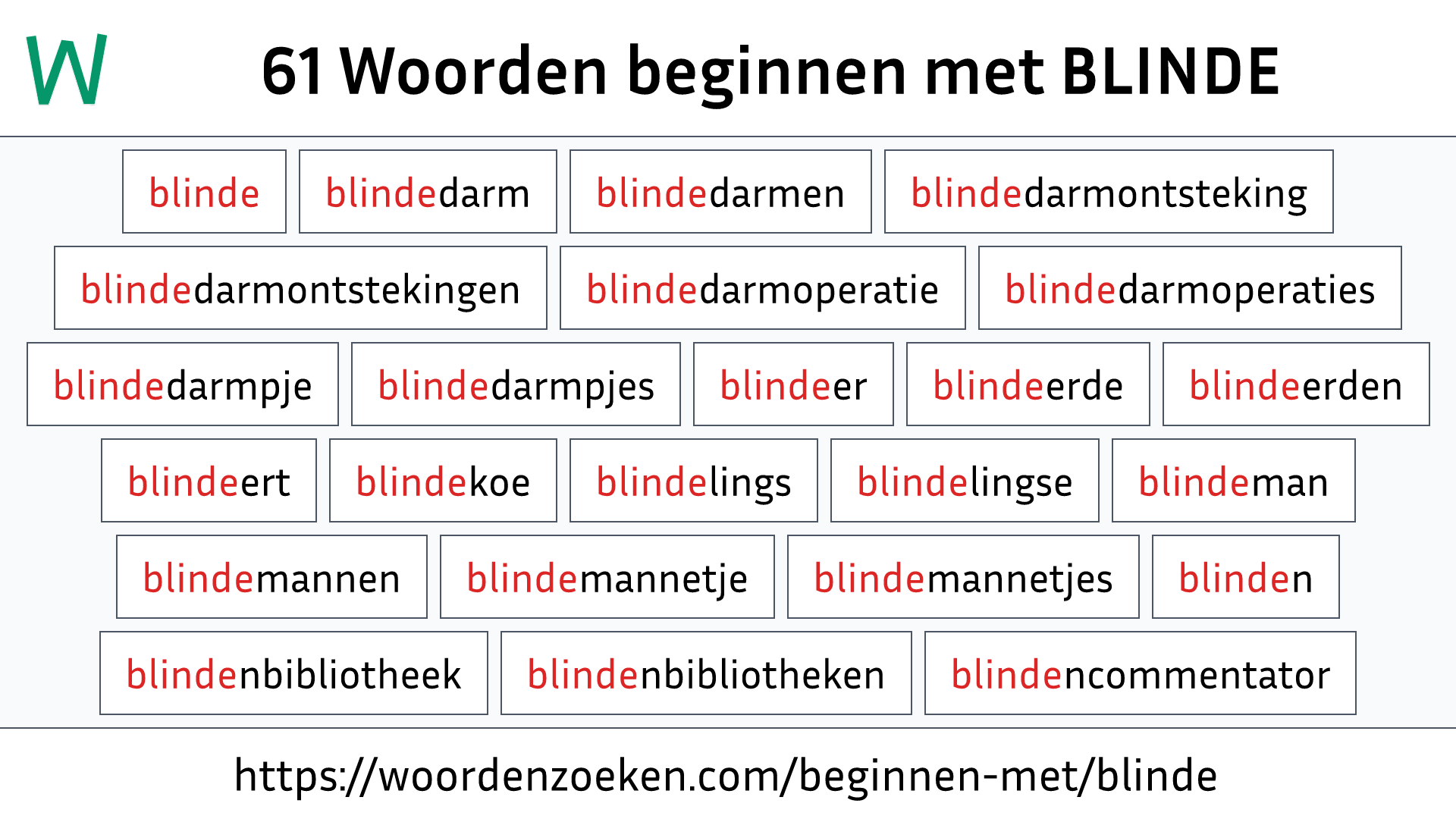 Woorden beginnen met BLINDE