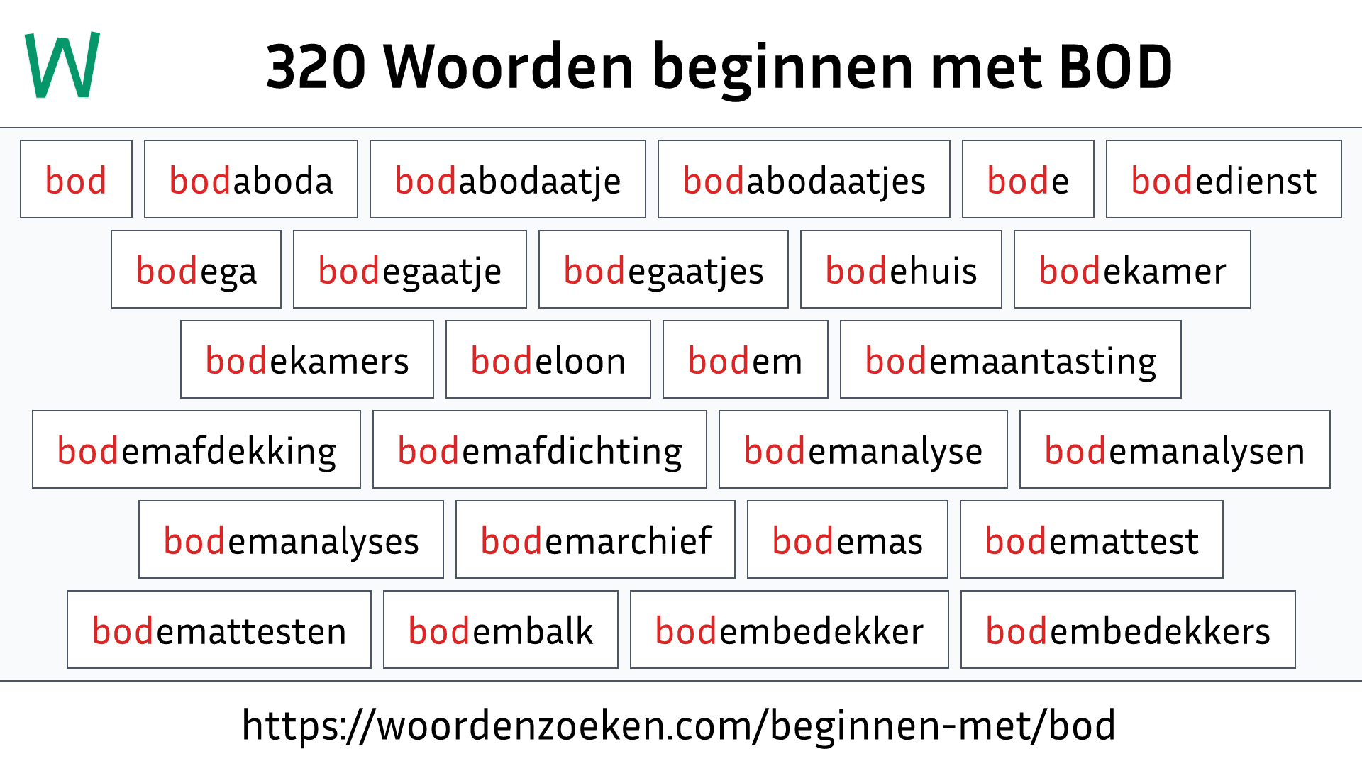 Woorden beginnen met BOD