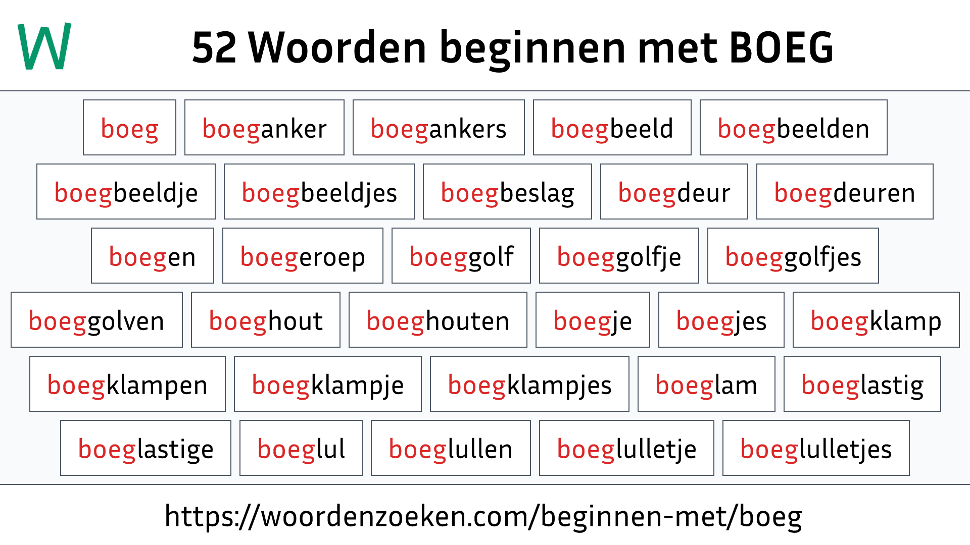 Woorden beginnen met BOEG