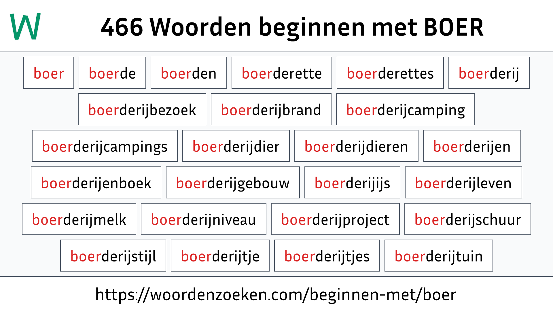 Woorden beginnen met BOER