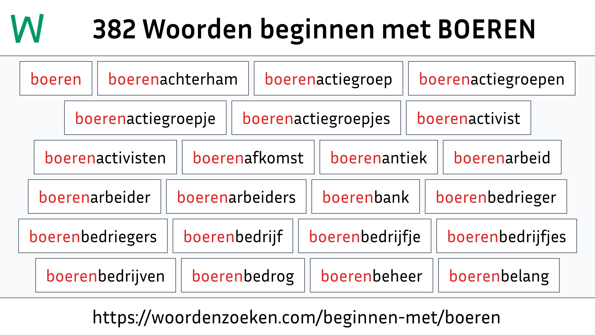 Woorden beginnen met BOEREN