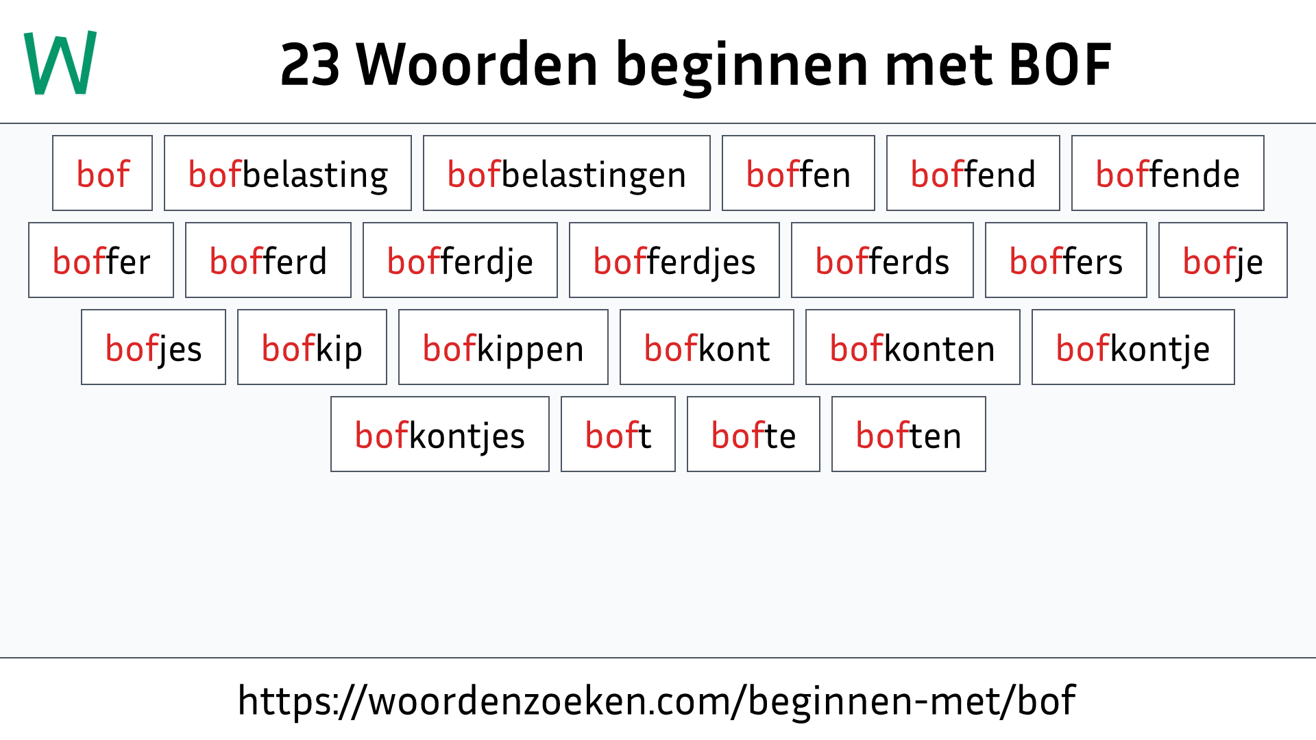 Woorden beginnen met BOF