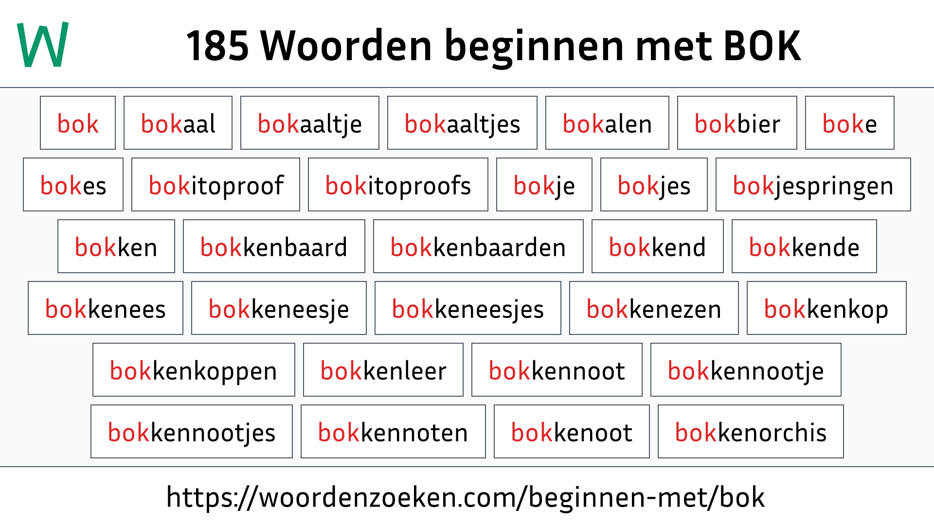 Woorden beginnen met BOK