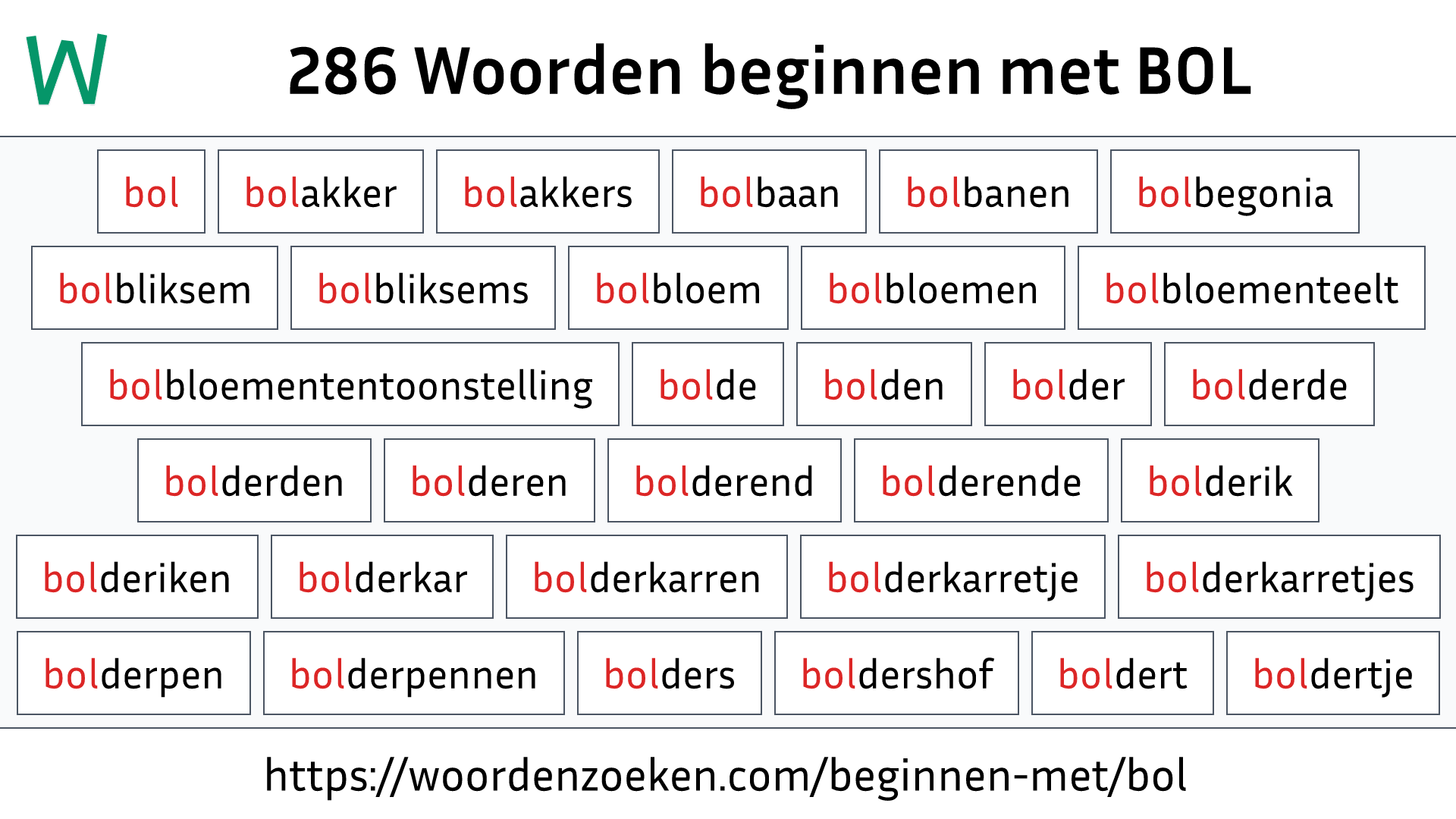 Woorden beginnen met BOL