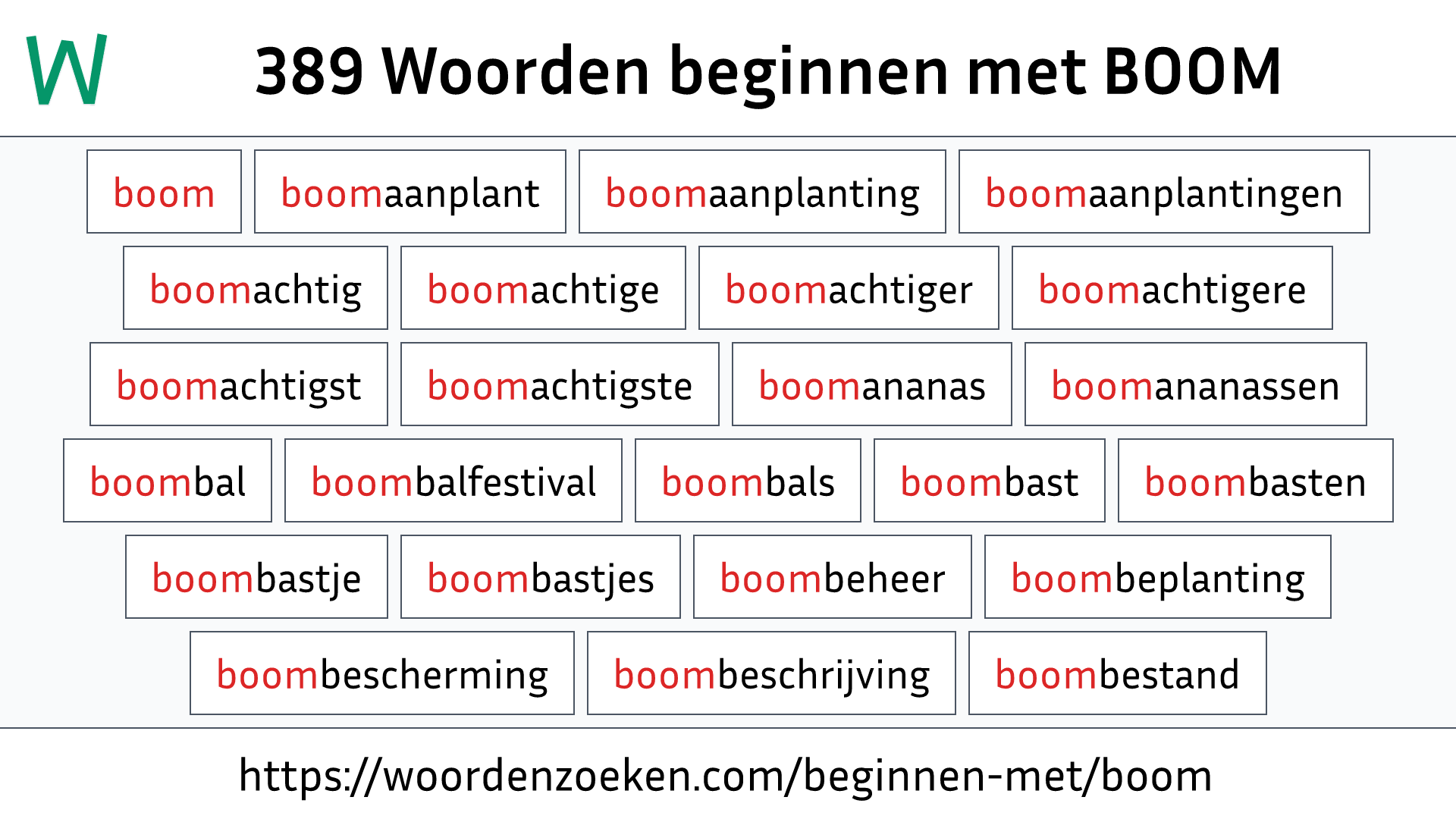 Woorden beginnen met BOOM