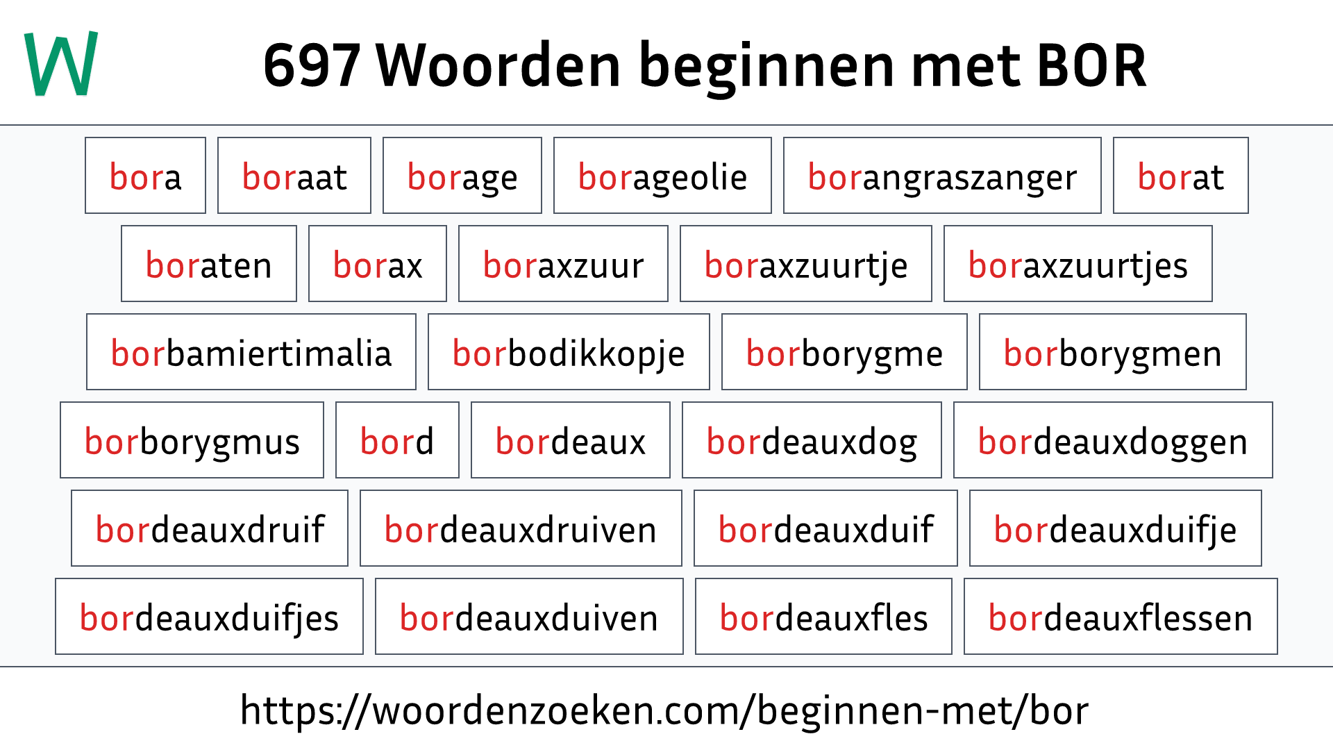 Woorden beginnen met BOR