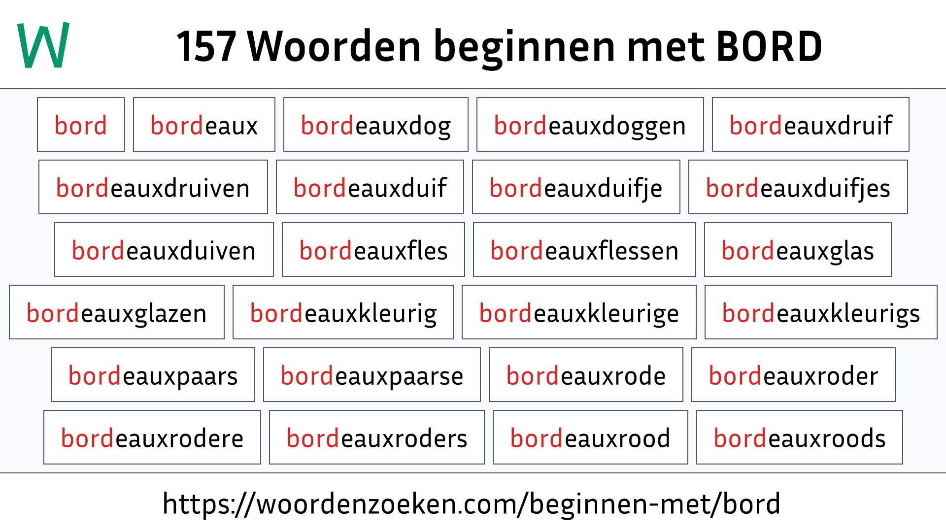 Woorden beginnen met BORD