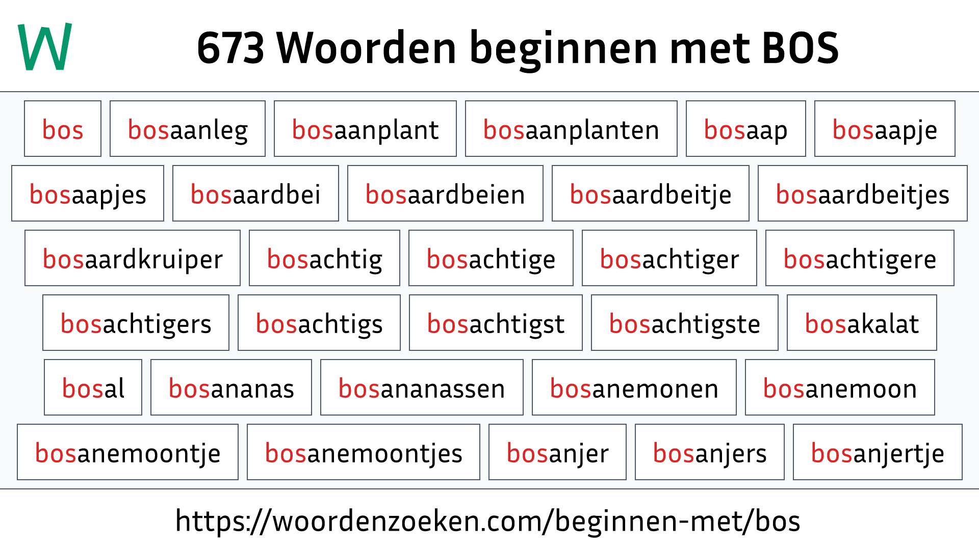 Woorden beginnen met BOS