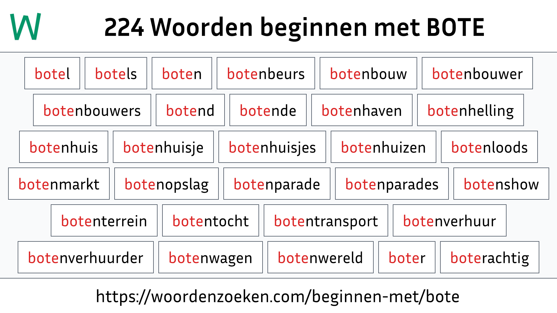 Woorden beginnen met BOTE