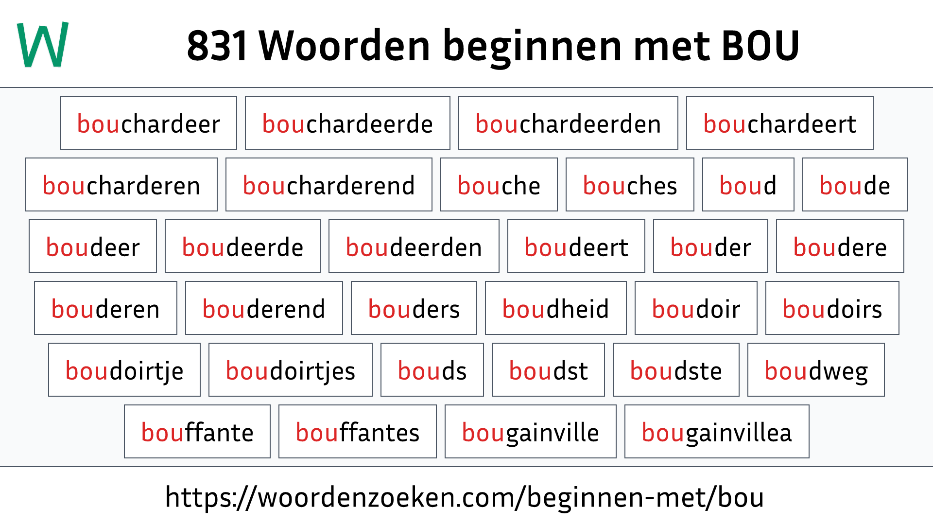 Woorden beginnen met BOU