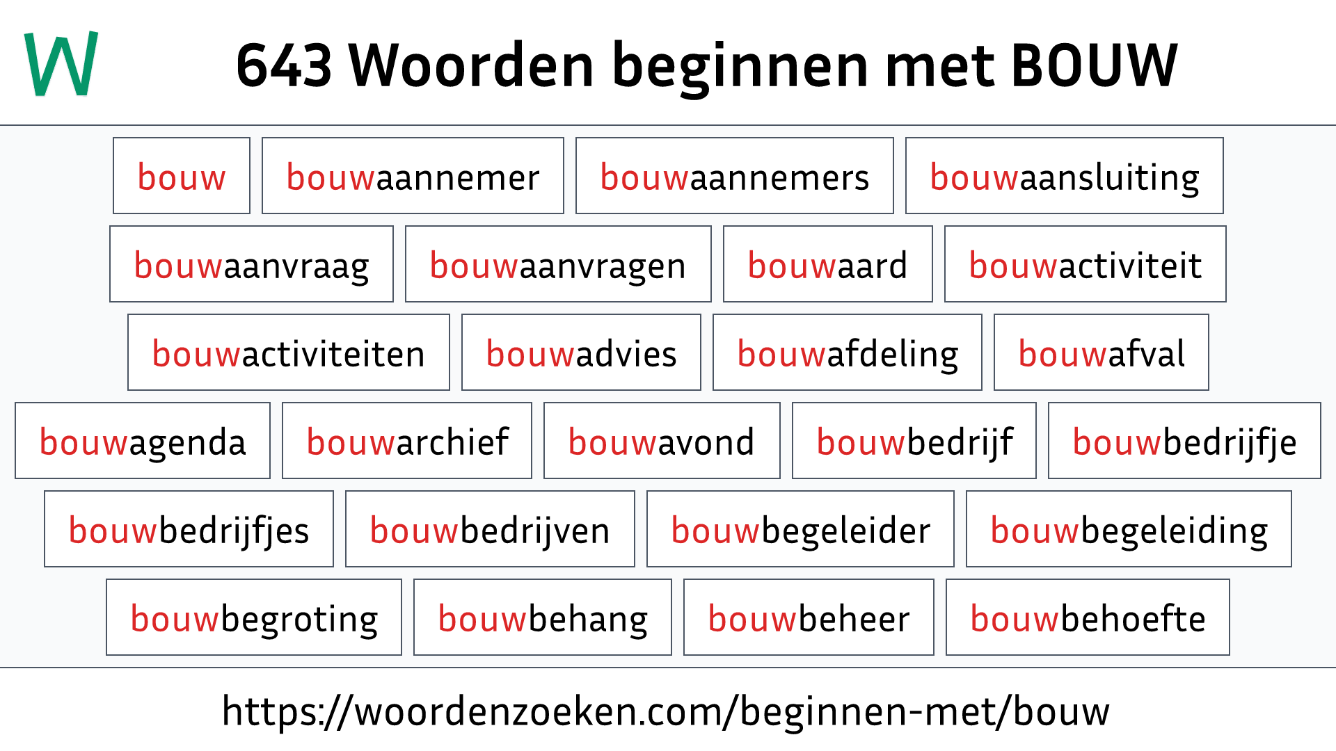 Woorden beginnen met BOUW