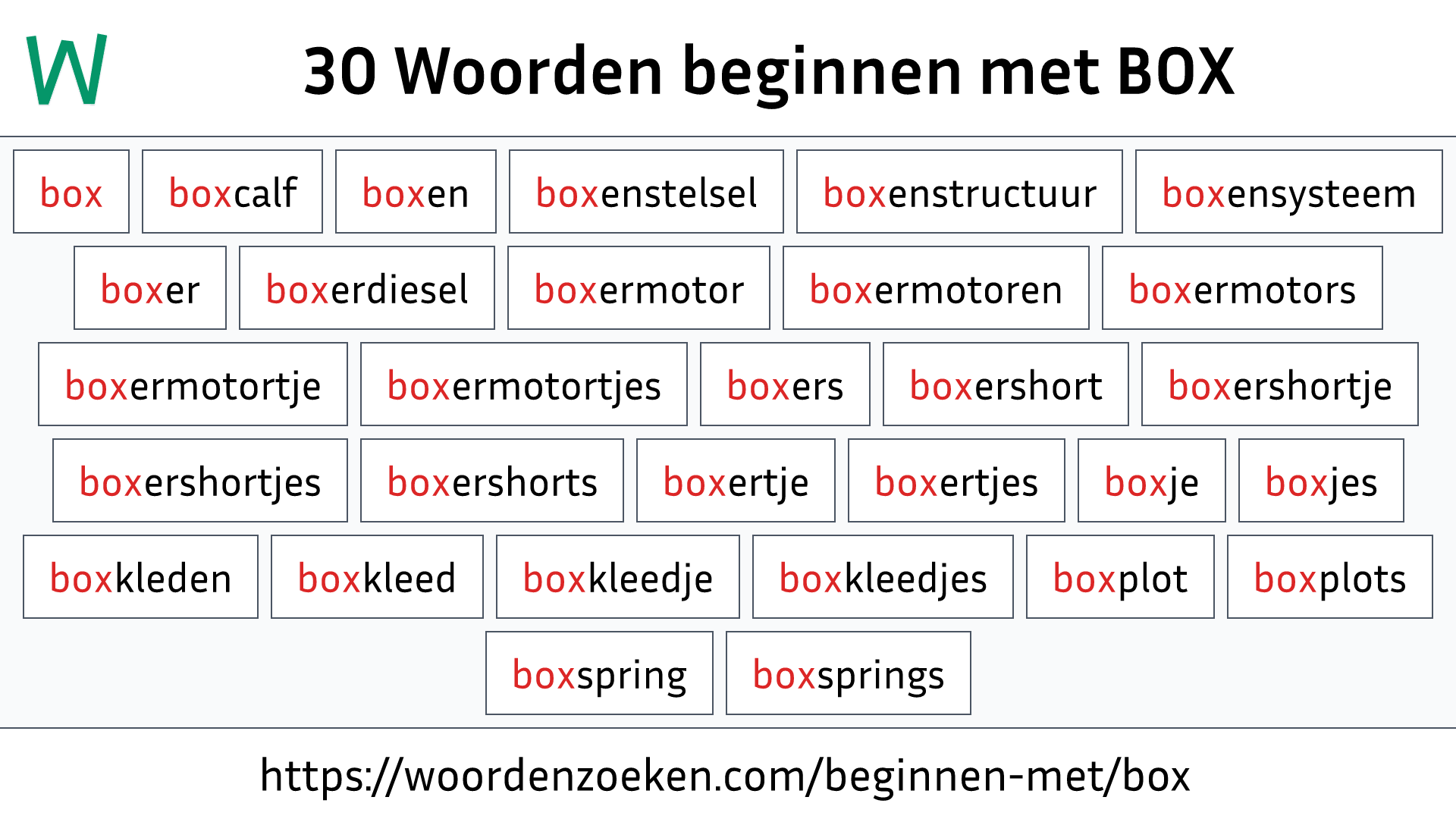 Woorden beginnen met BOX