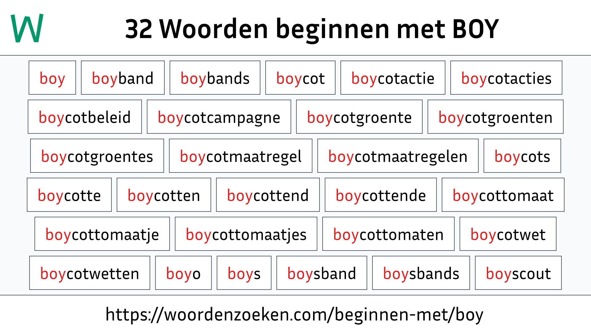 Woorden beginnen met BOY