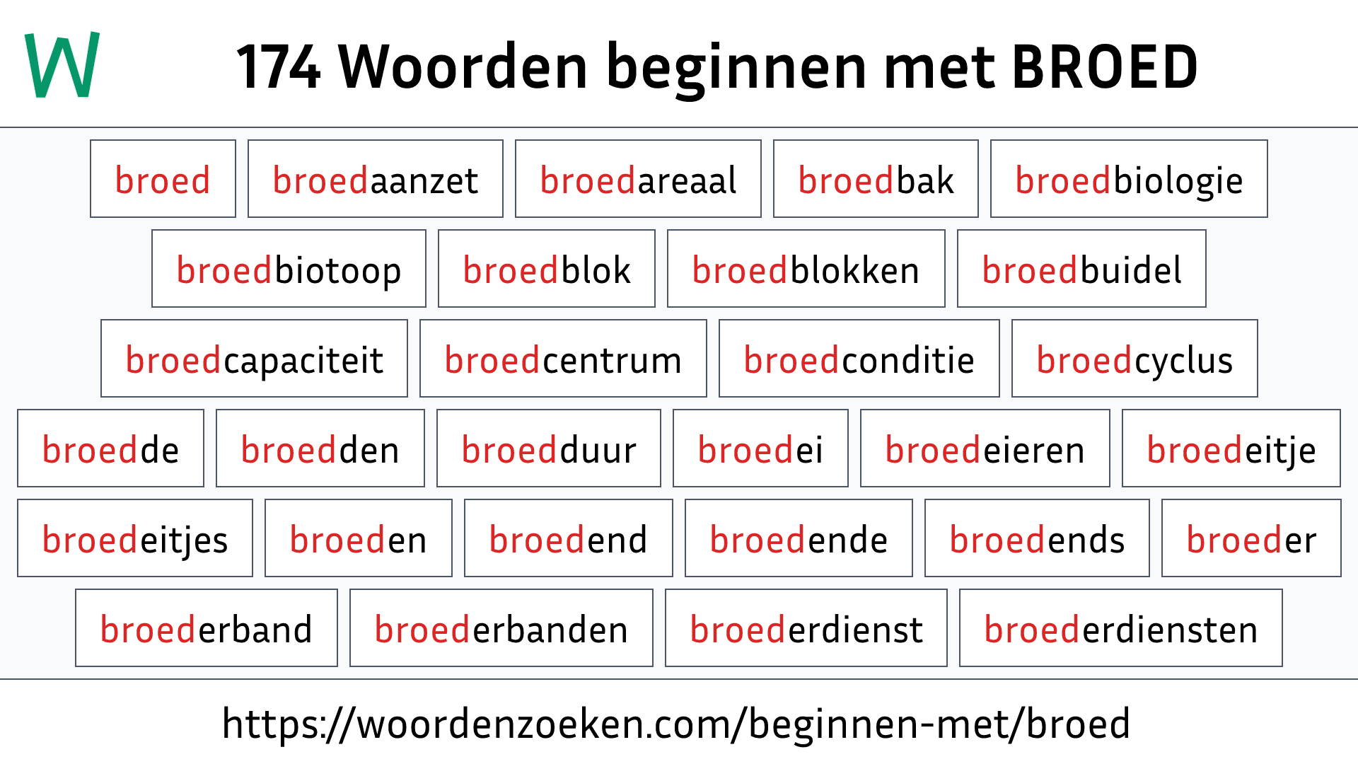 Woorden beginnen met BROED