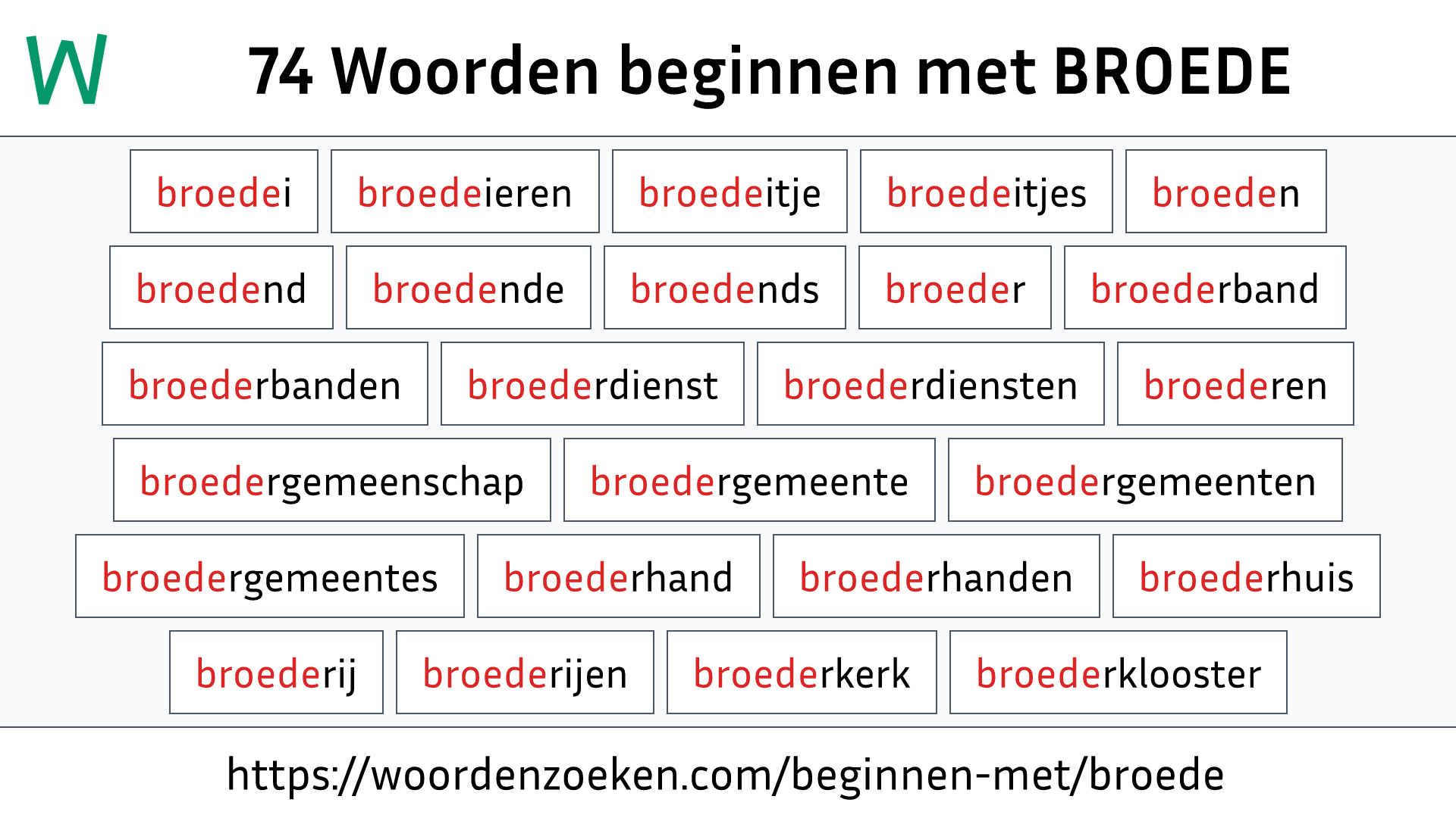 Woorden beginnen met BROEDE