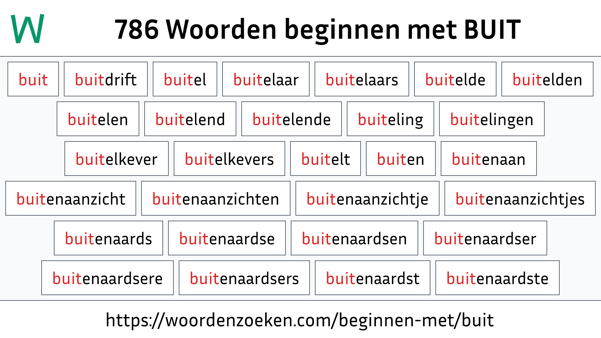 Woorden beginnen met BUIT