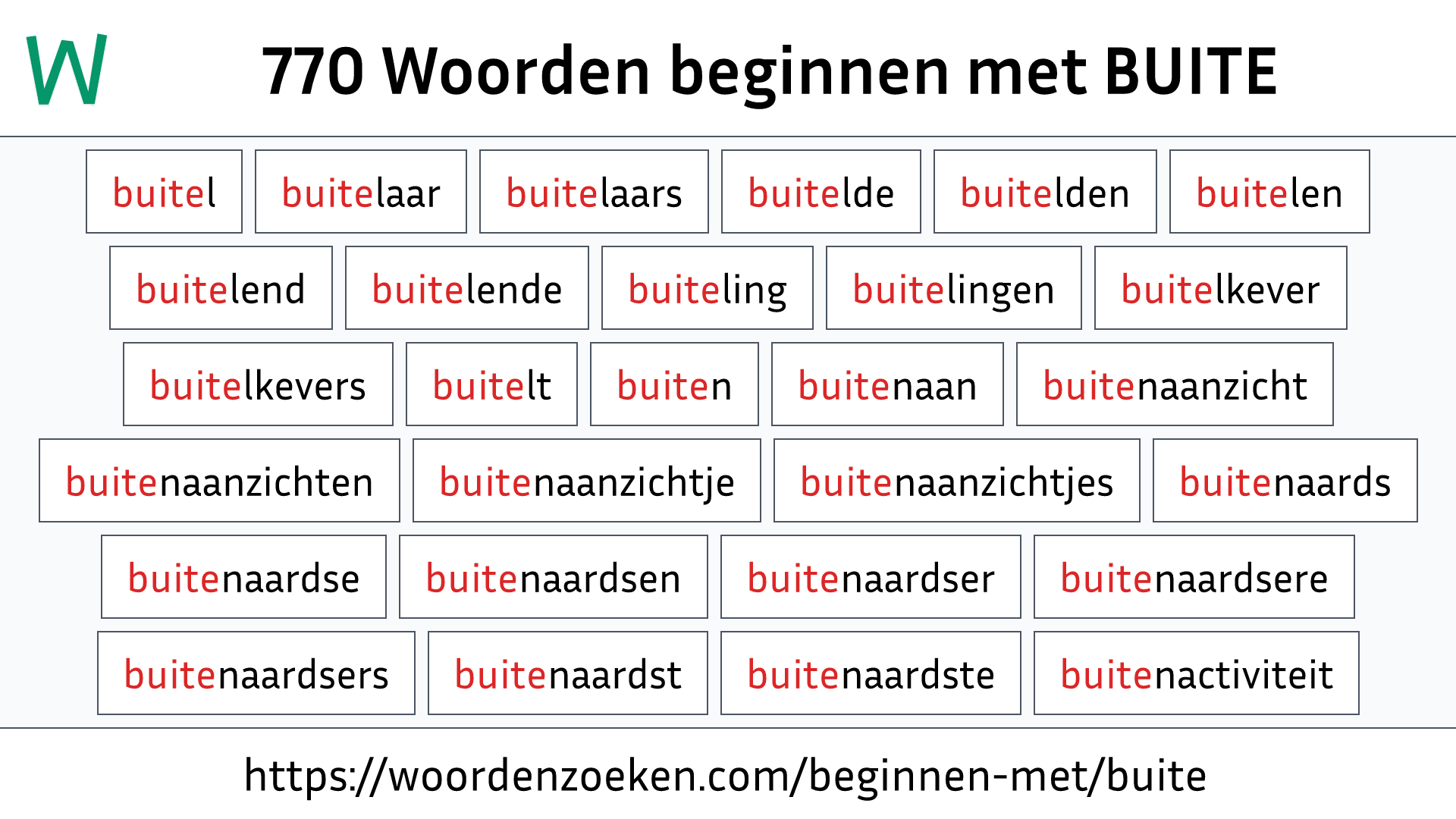 Woorden beginnen met BUITE