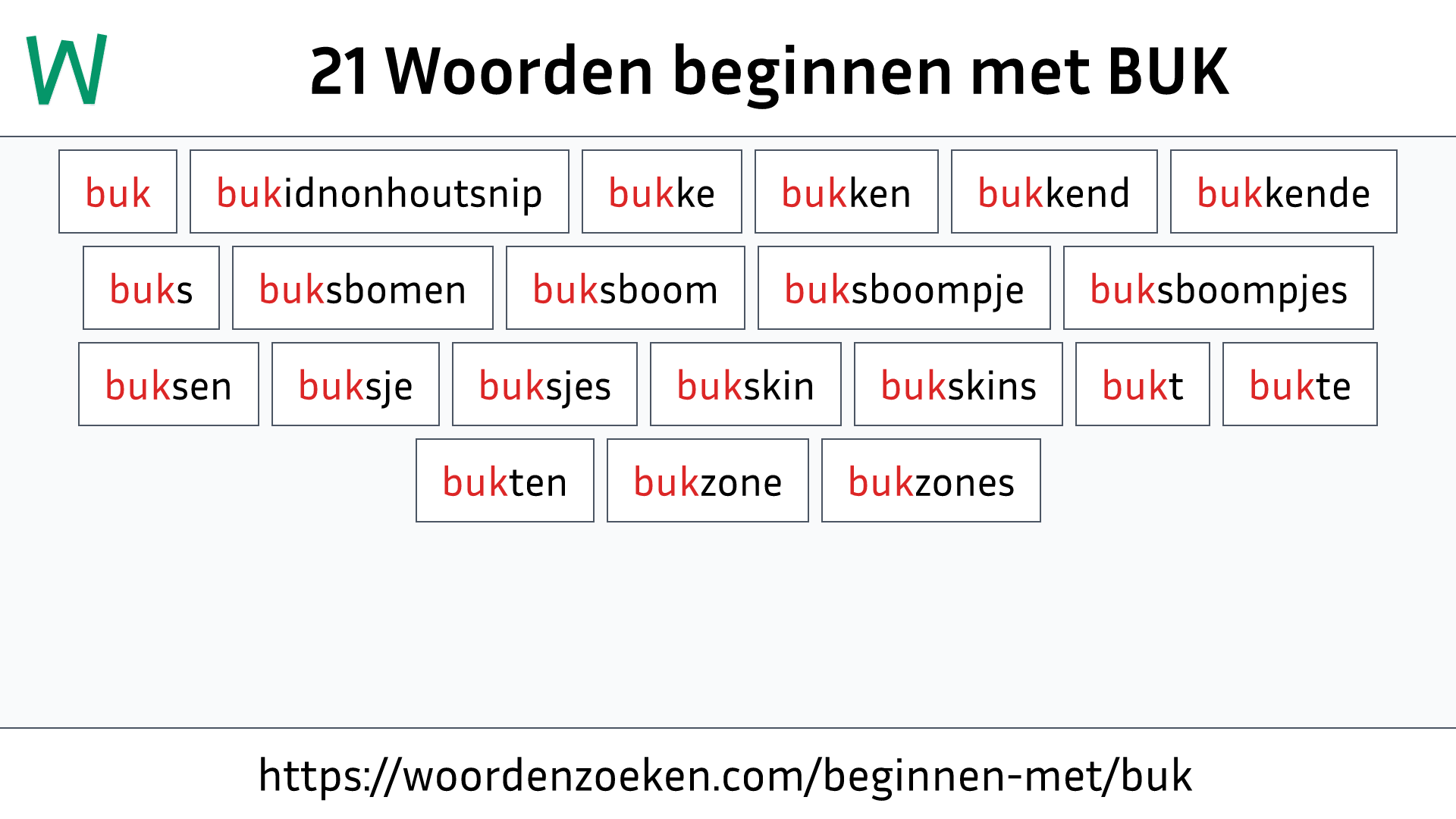 Woorden beginnen met BUK