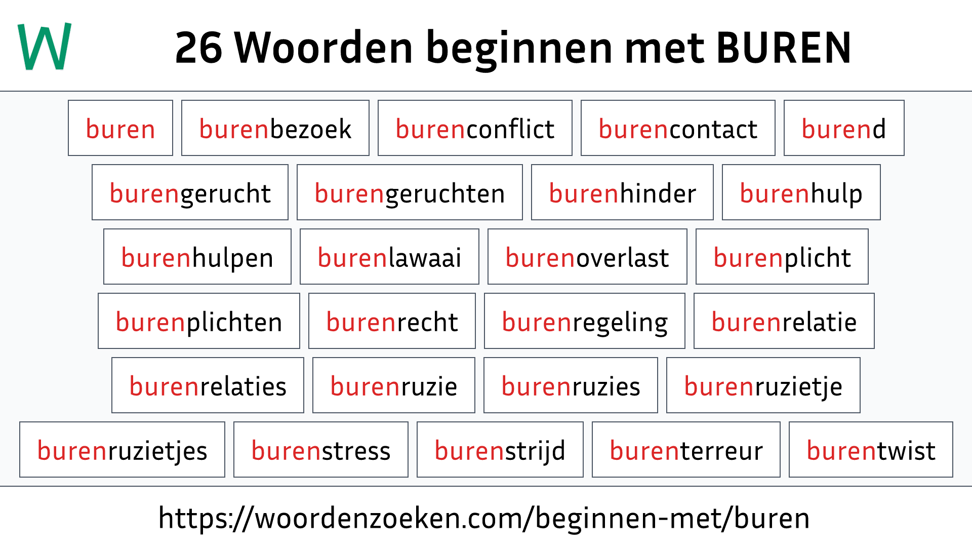 Woorden beginnen met BUREN