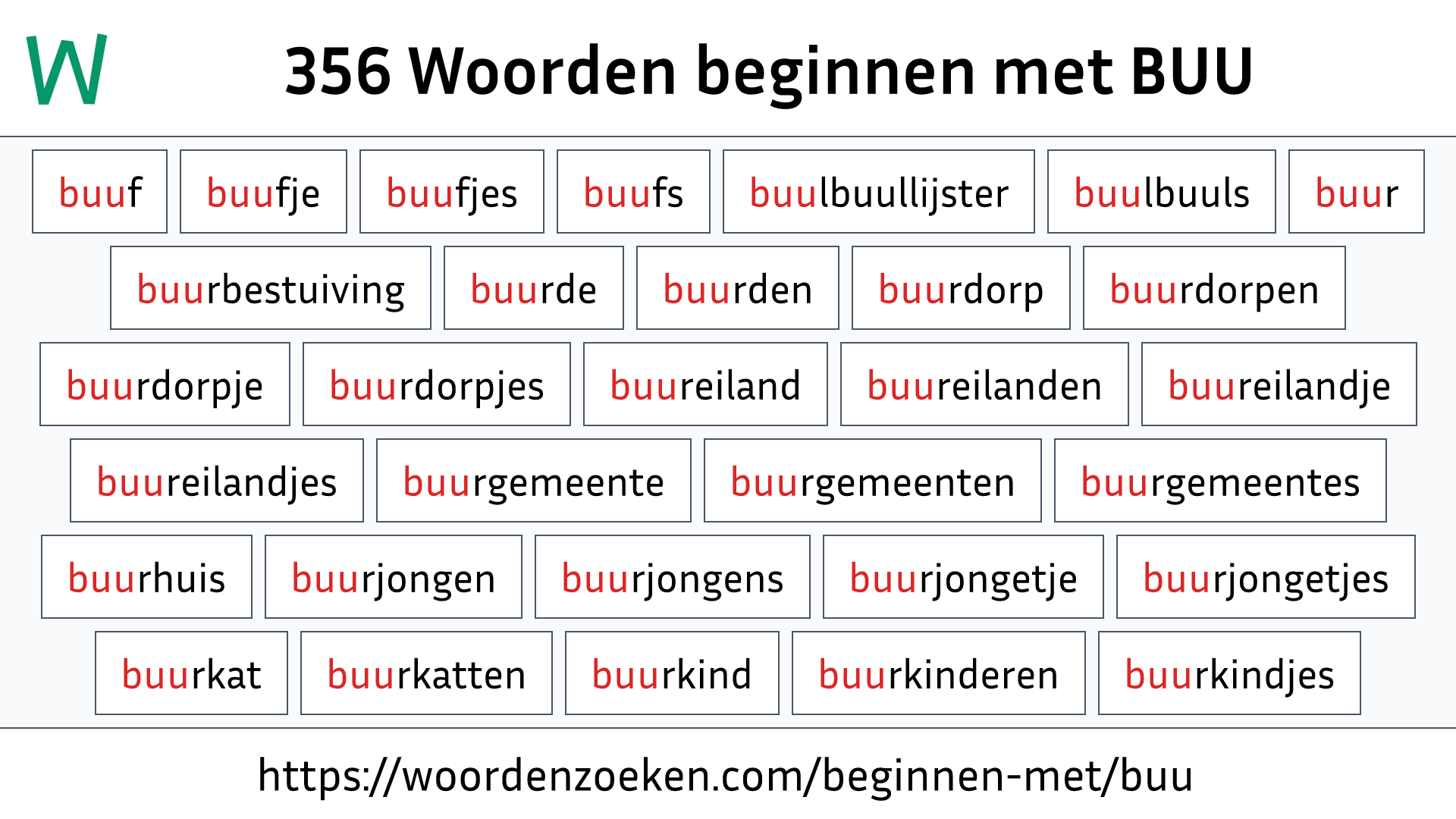 Woorden beginnen met BUU