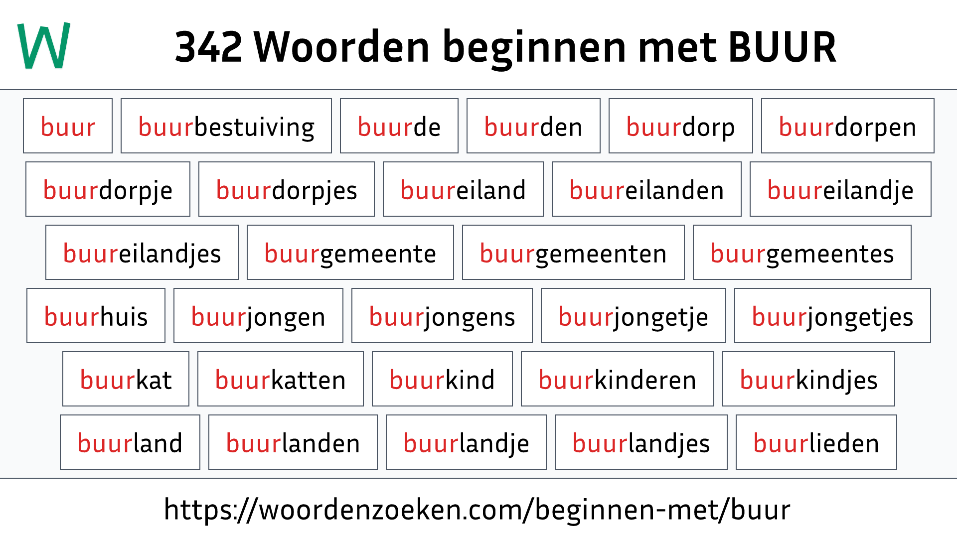 Woorden beginnen met BUUR