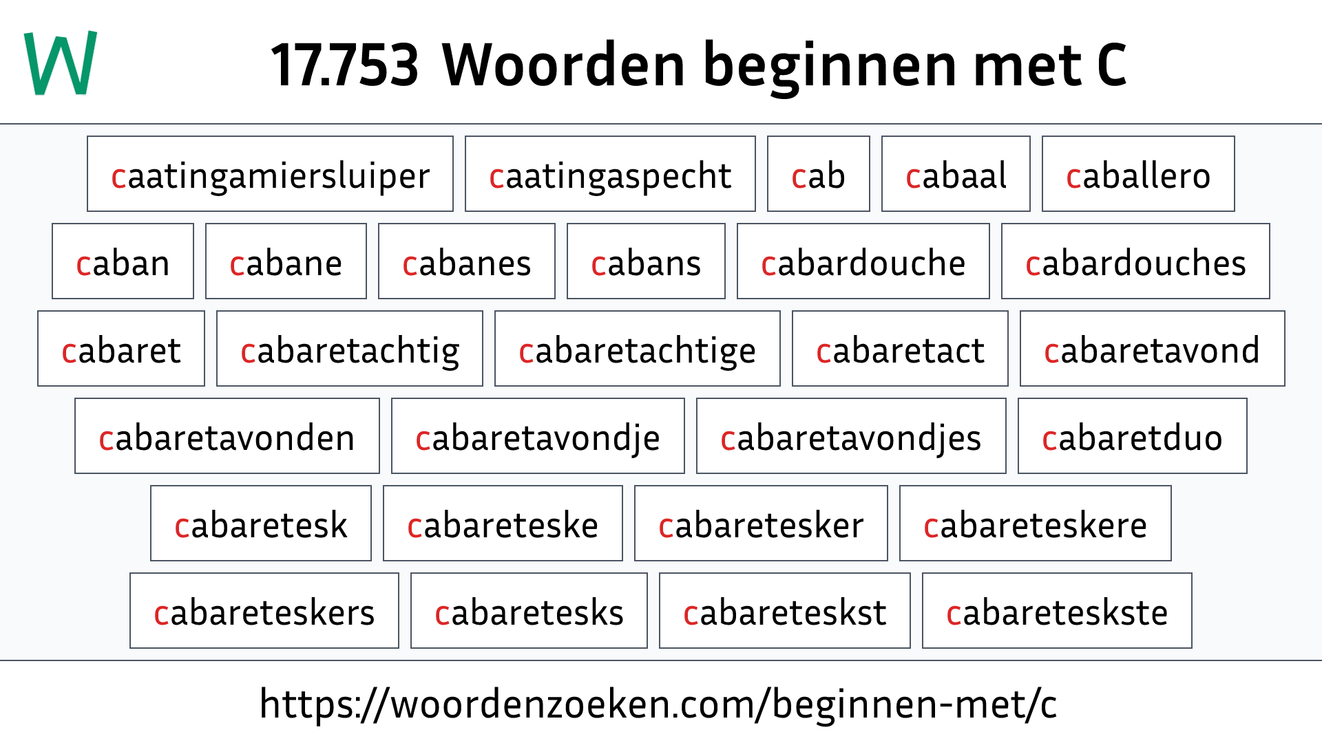 Woorden beginnen met C