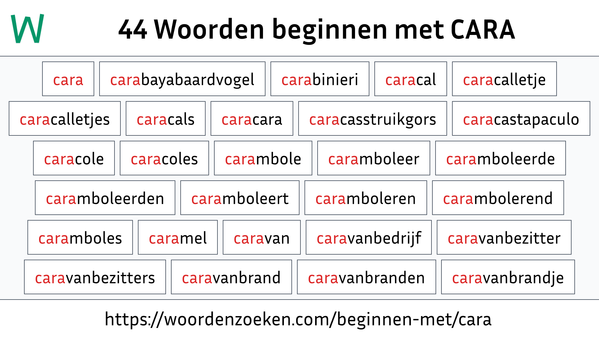 Woorden beginnen met CARA