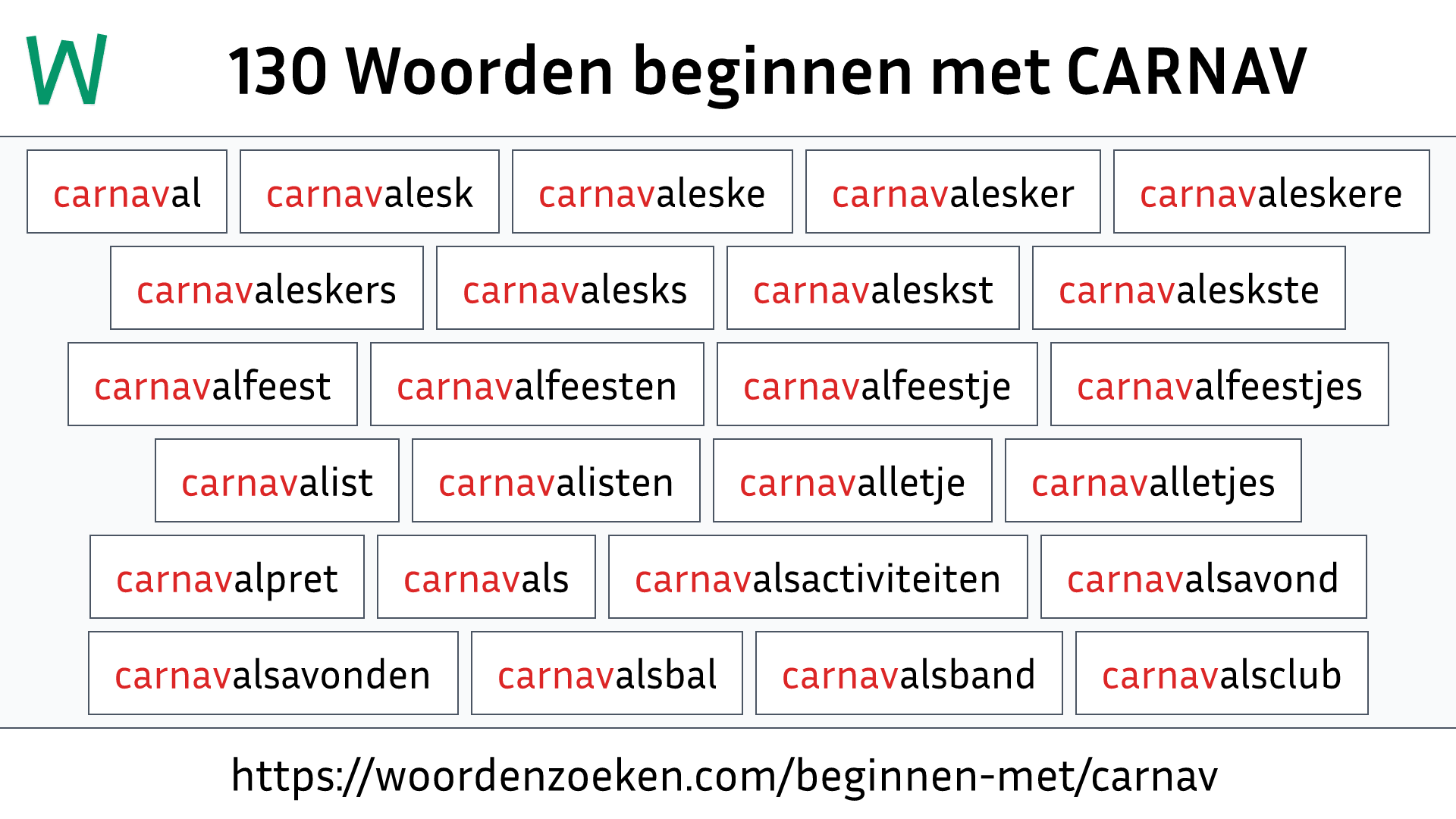 Woorden beginnen met CARNAV