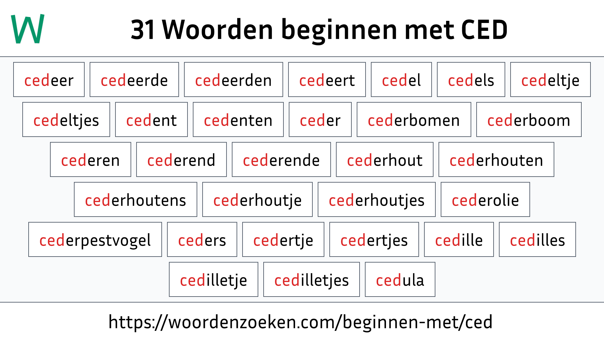 Woorden beginnen met CED