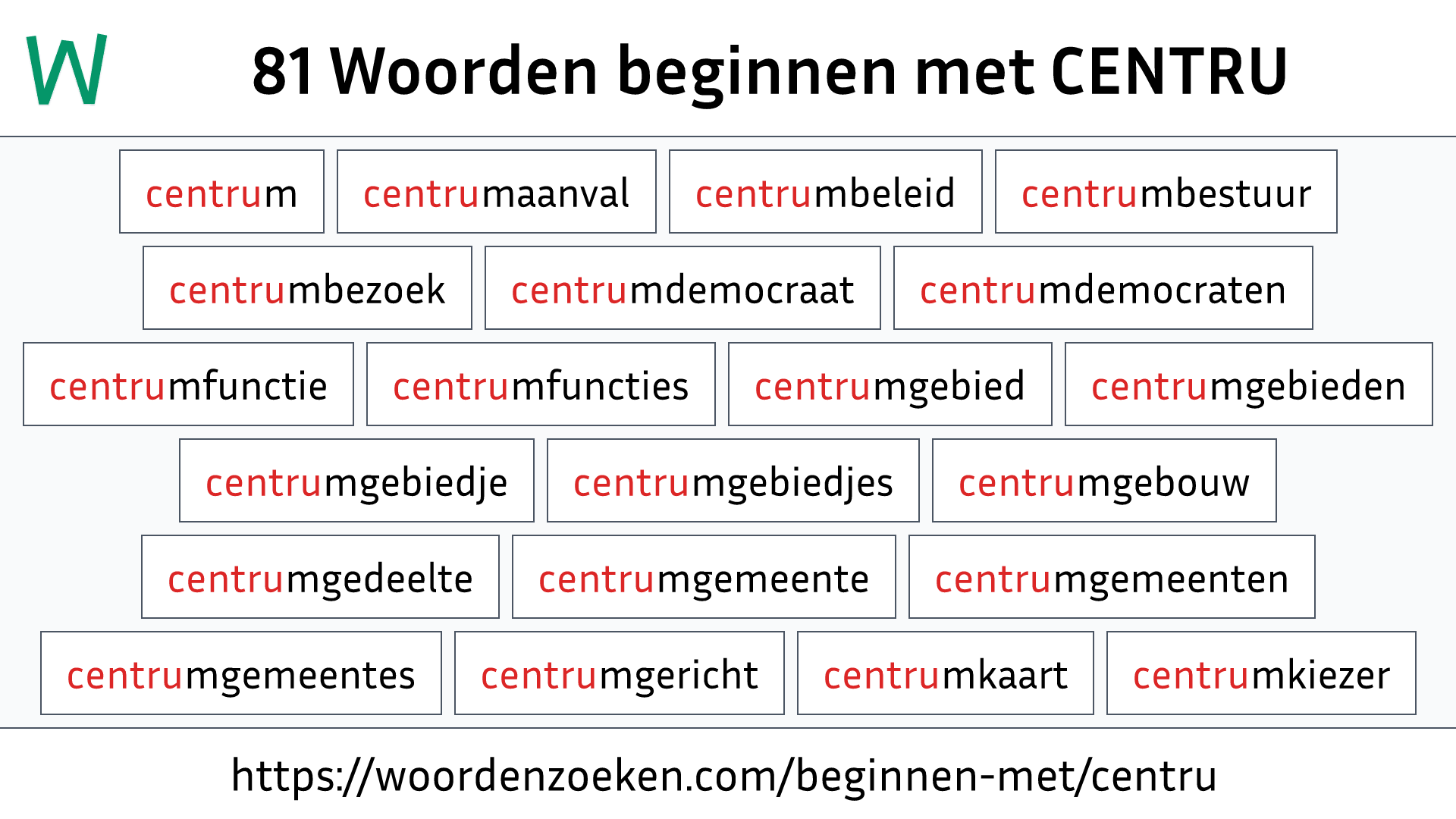 Woorden beginnen met CENTRU