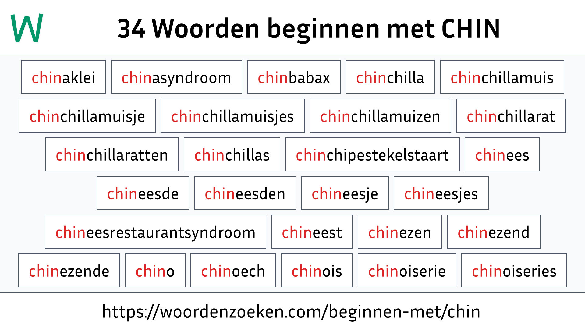 Woorden beginnen met CHIN