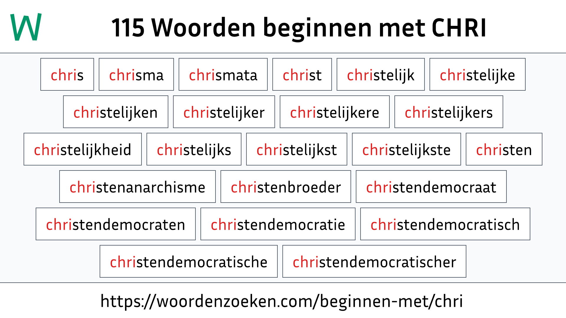 Woorden beginnen met CHRI