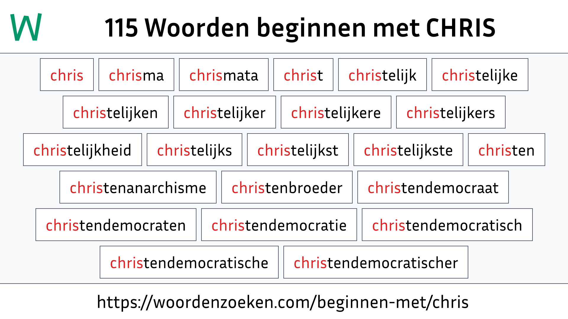 Woorden beginnen met CHRIS