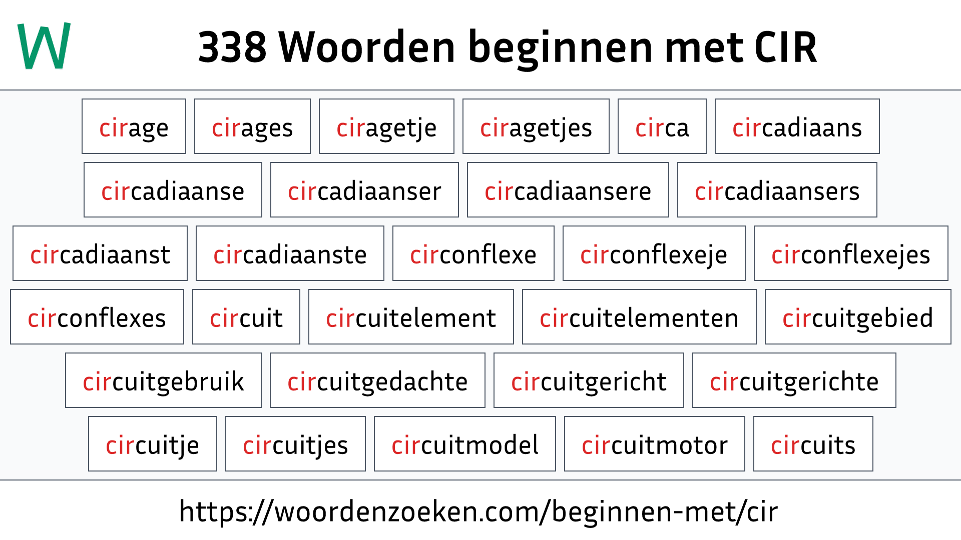 Woorden beginnen met CIR