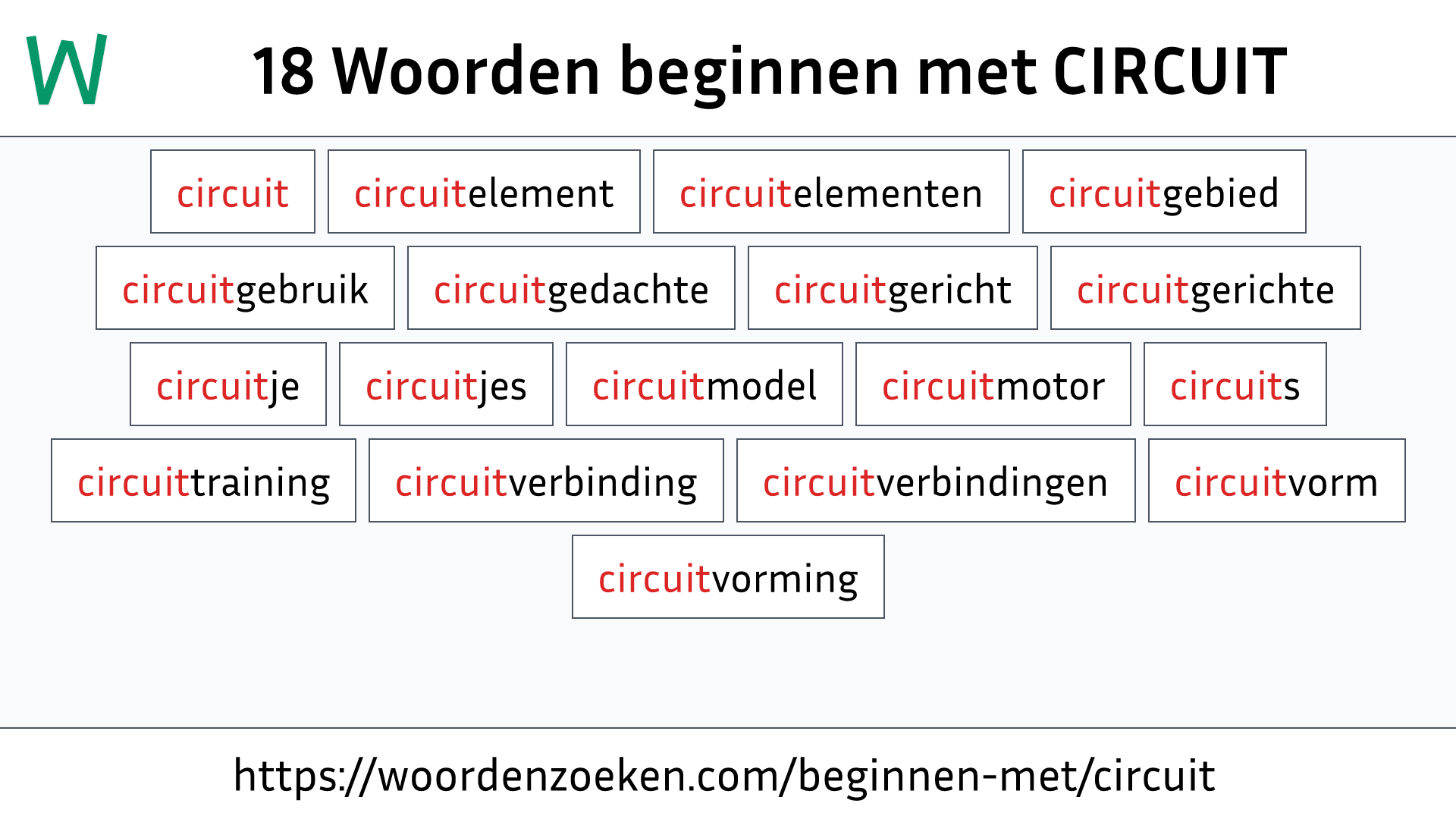 Woorden beginnen met CIRCUIT