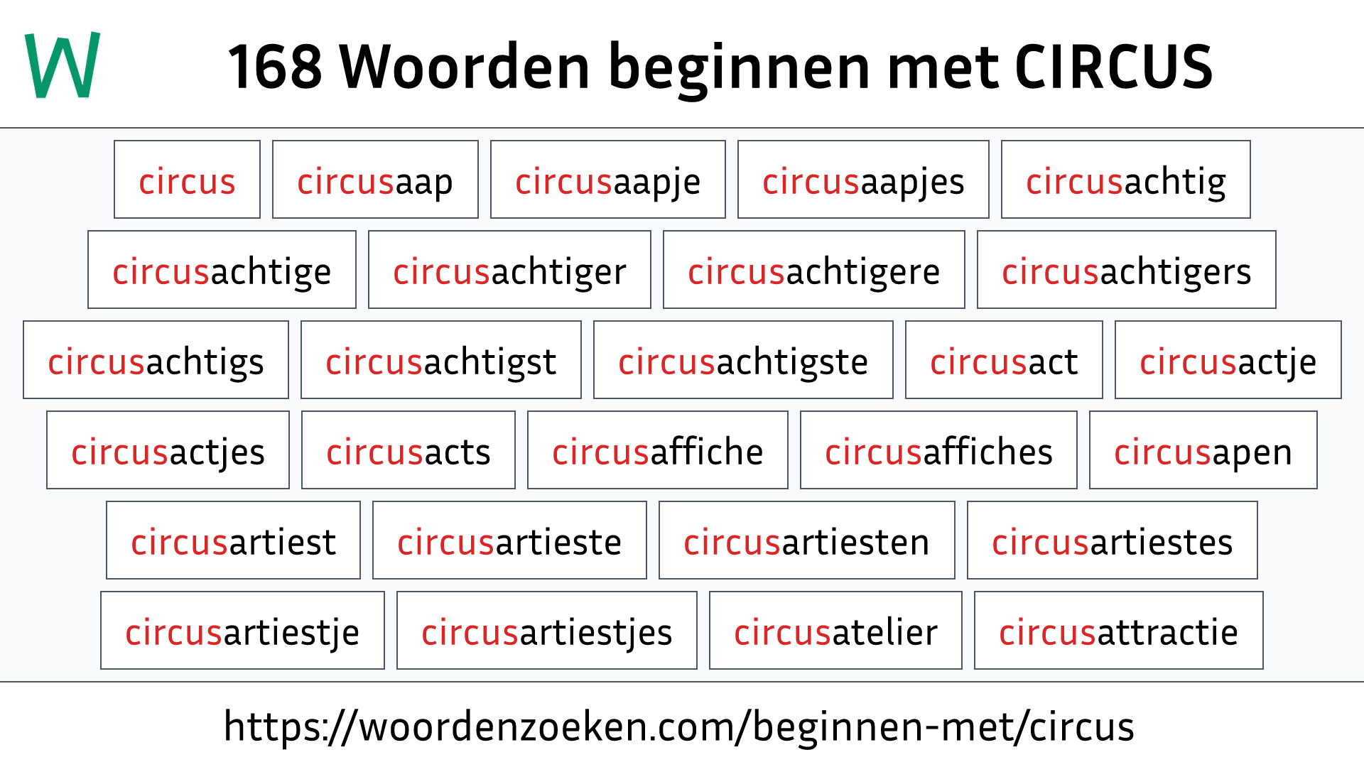 Woorden beginnen met CIRCUS