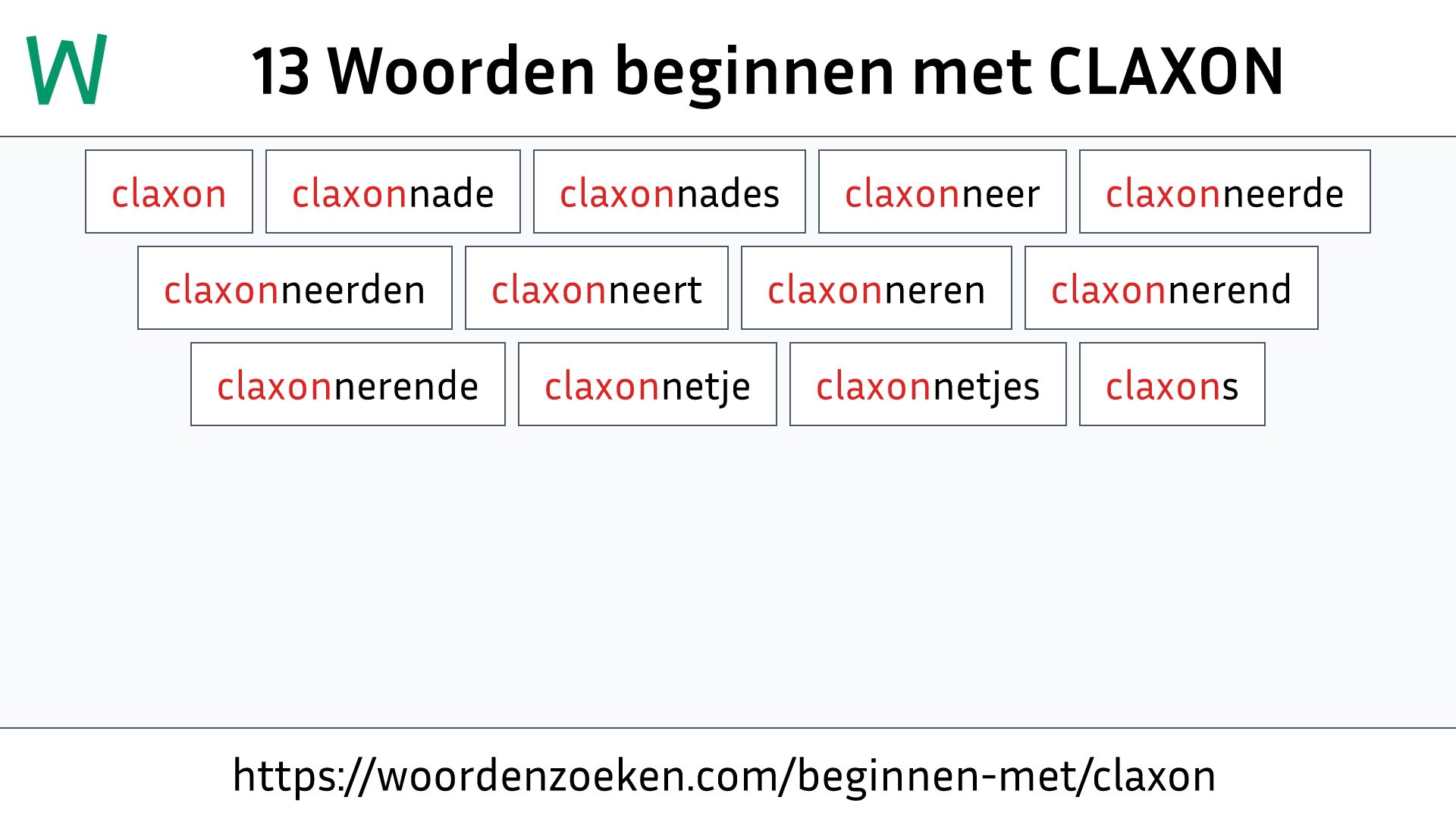 Woorden beginnen met CLAXON