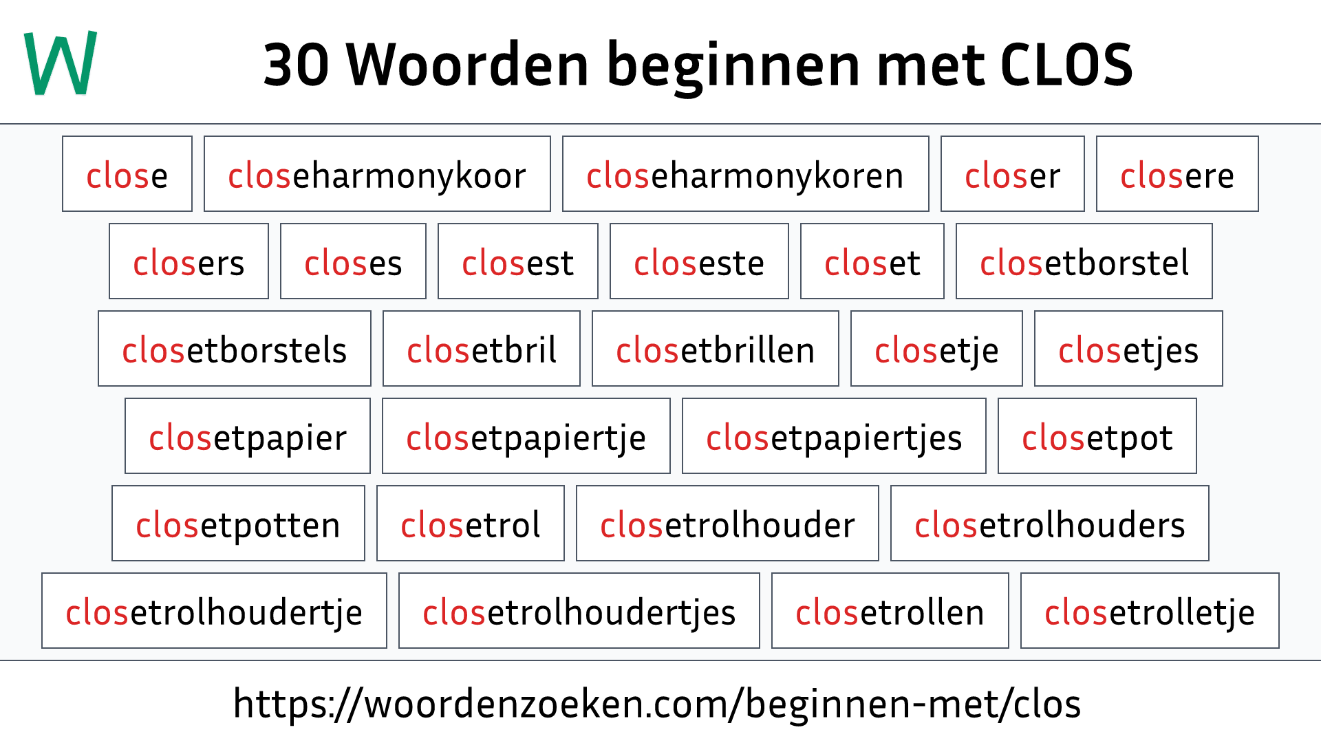 Woorden beginnen met CLOS