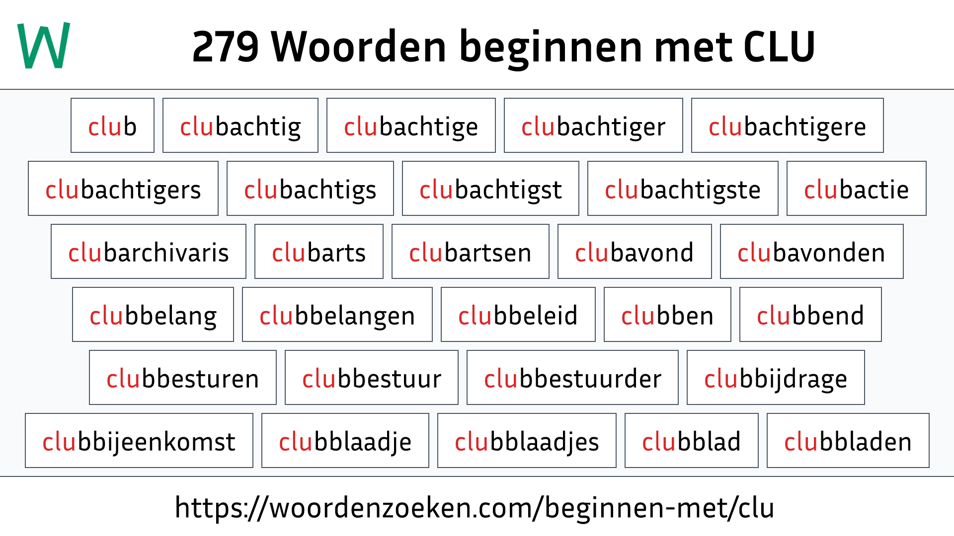 Woorden beginnen met CLU