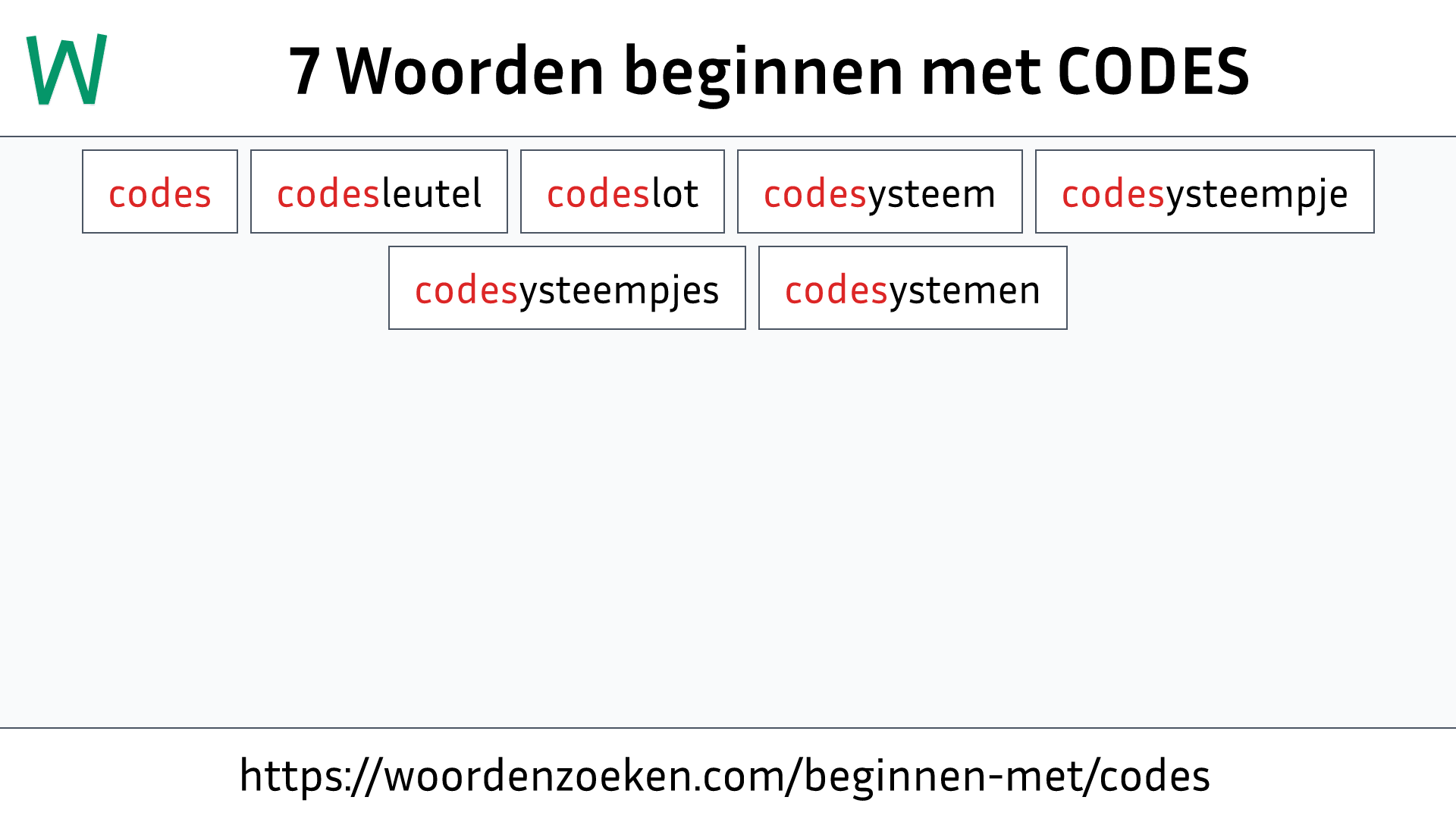 Woorden beginnen met CODES