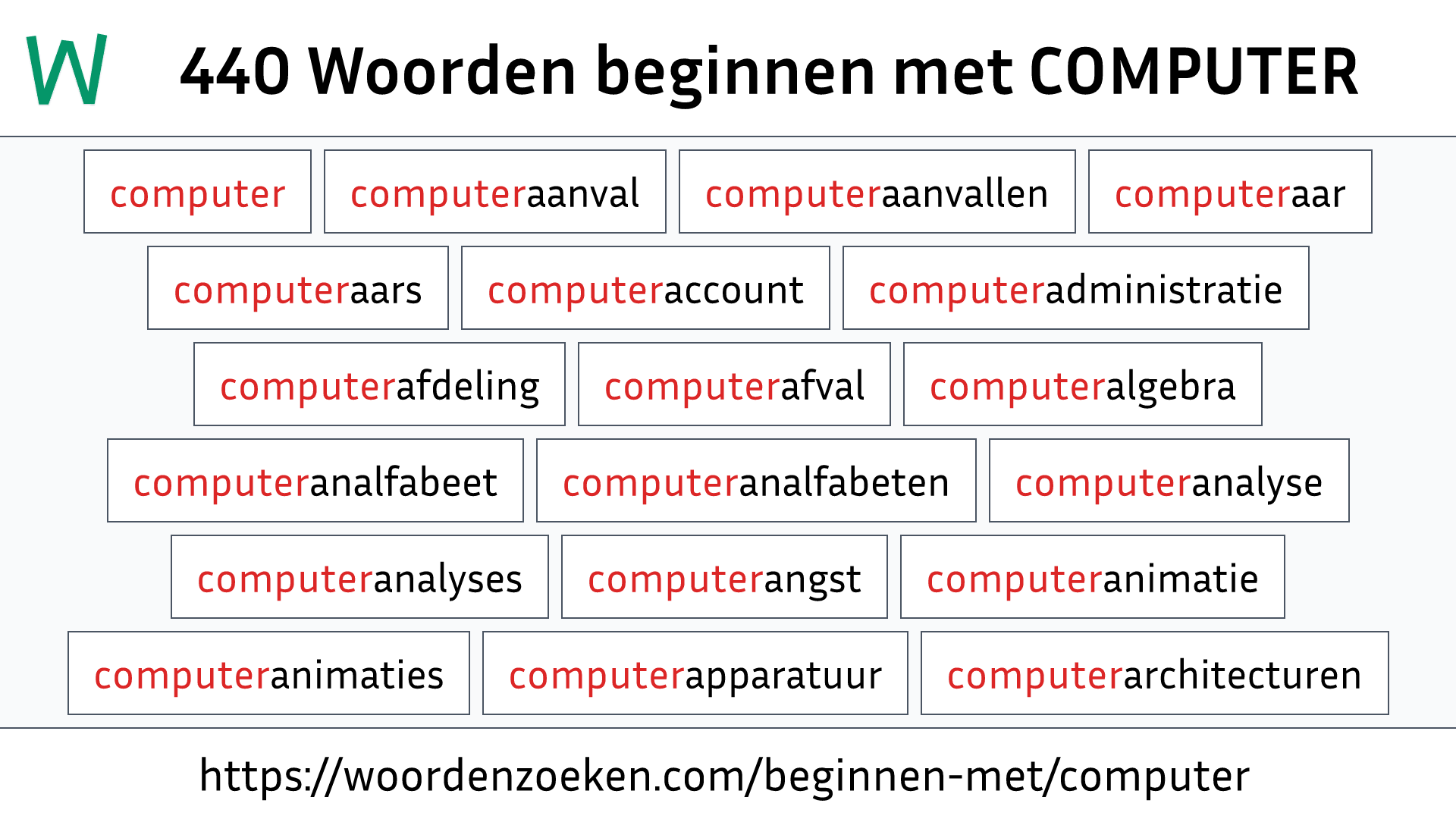 Woorden beginnen met COMPUTER