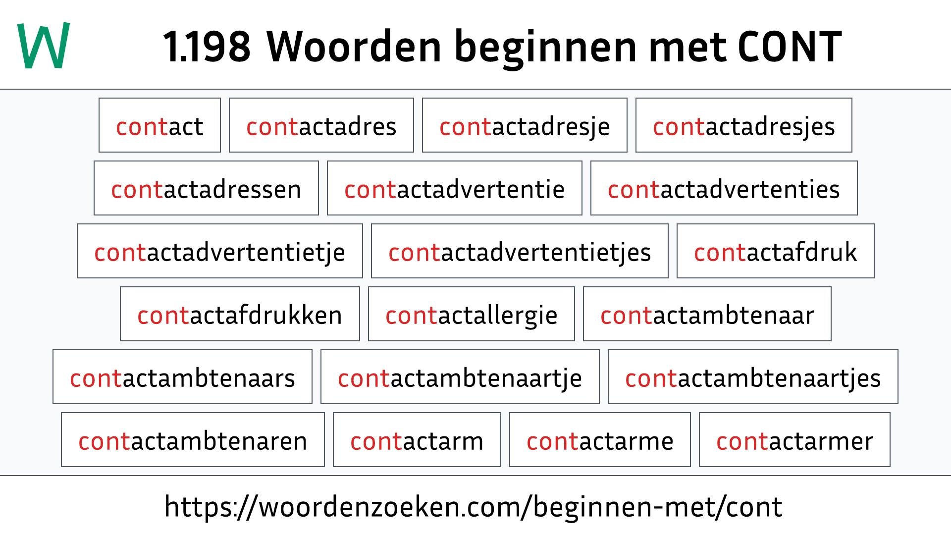 Woorden beginnen met CONT