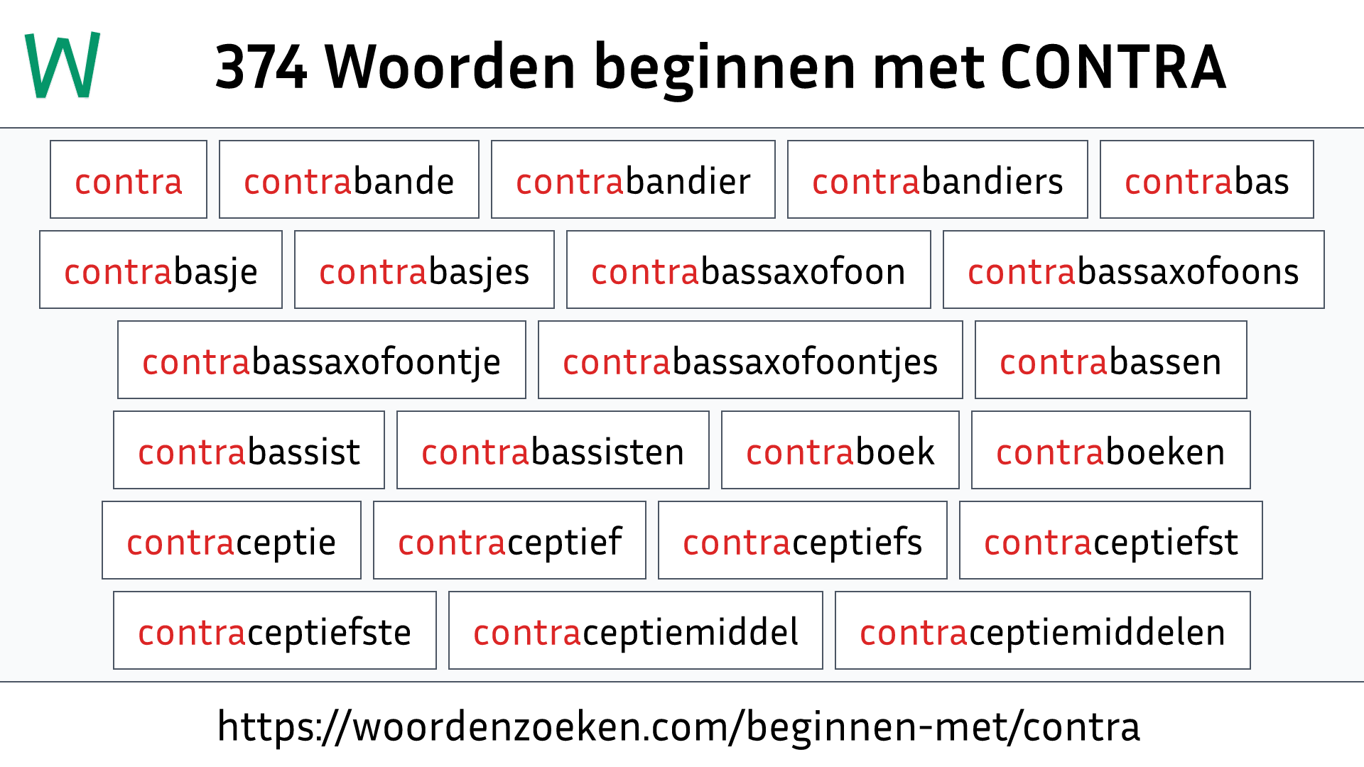 Woorden beginnen met CONTRA