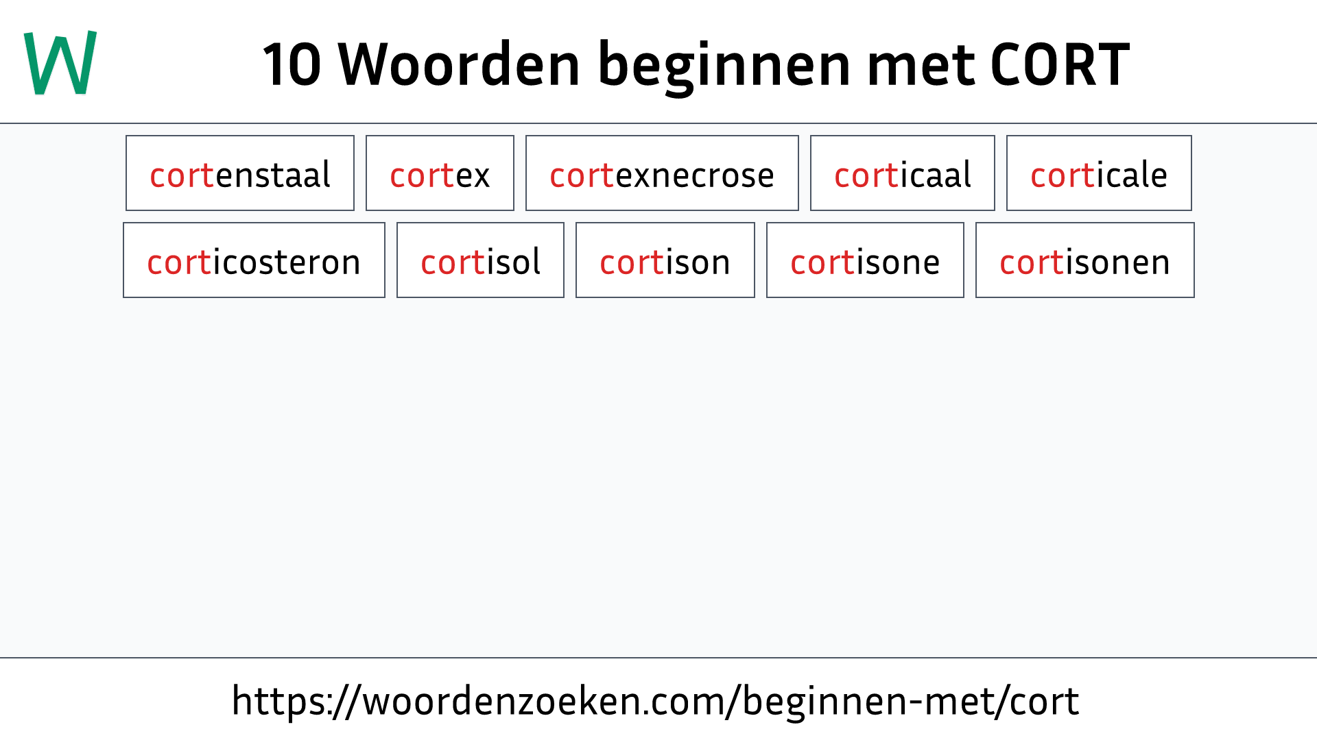 Woorden beginnen met CORT