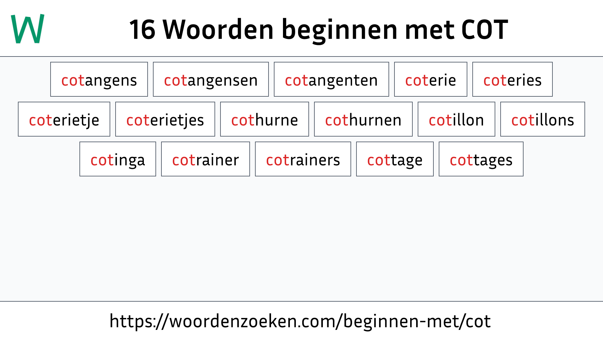 Woorden beginnen met COT